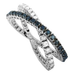Oro Trend 18 Karat White Gold 0.95 Carat White and Black Diamond Ring