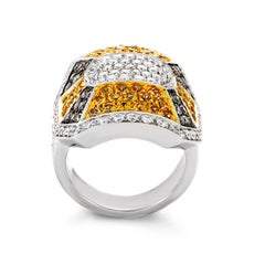 Oro Trend Ring aus 18 Karat Weißgold mit Diamant und gelbem Saphir