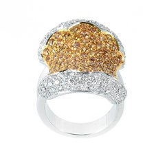 Oro Trend Ring aus 18 Karat Weißgold mit gelbem Saphir und Diamant