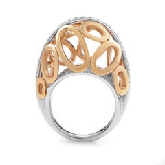 Oro Trend 18 Karat Yellow and White Gold Diamond Ovals Band Ring