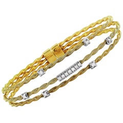 Oro Trend 18 Karat Yellow Gold 0.30 Carat Diamond Bangle Bracelet