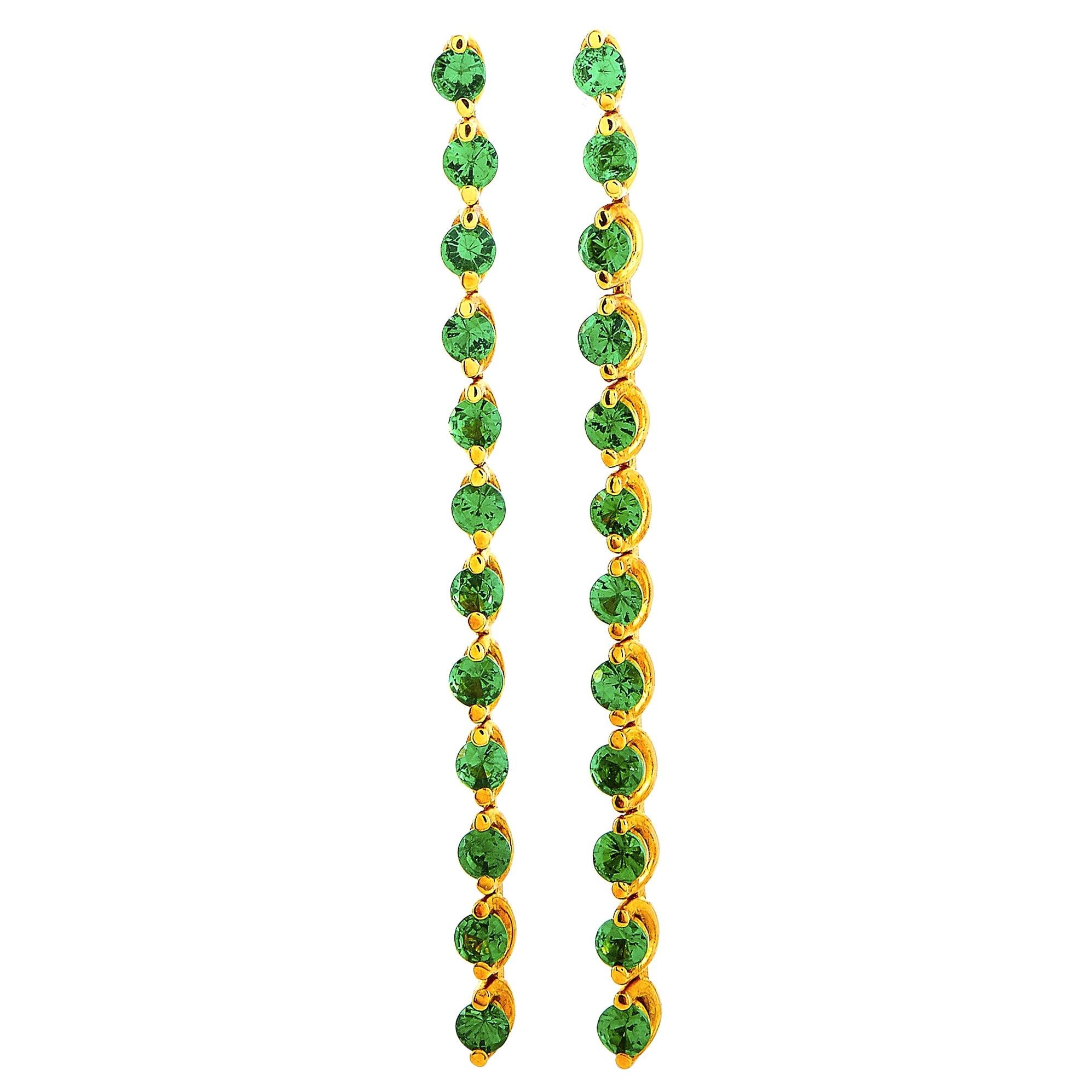 Oro Trend 18 Karat Yellow Gold 1.00 Carat Tsavorite Earrings