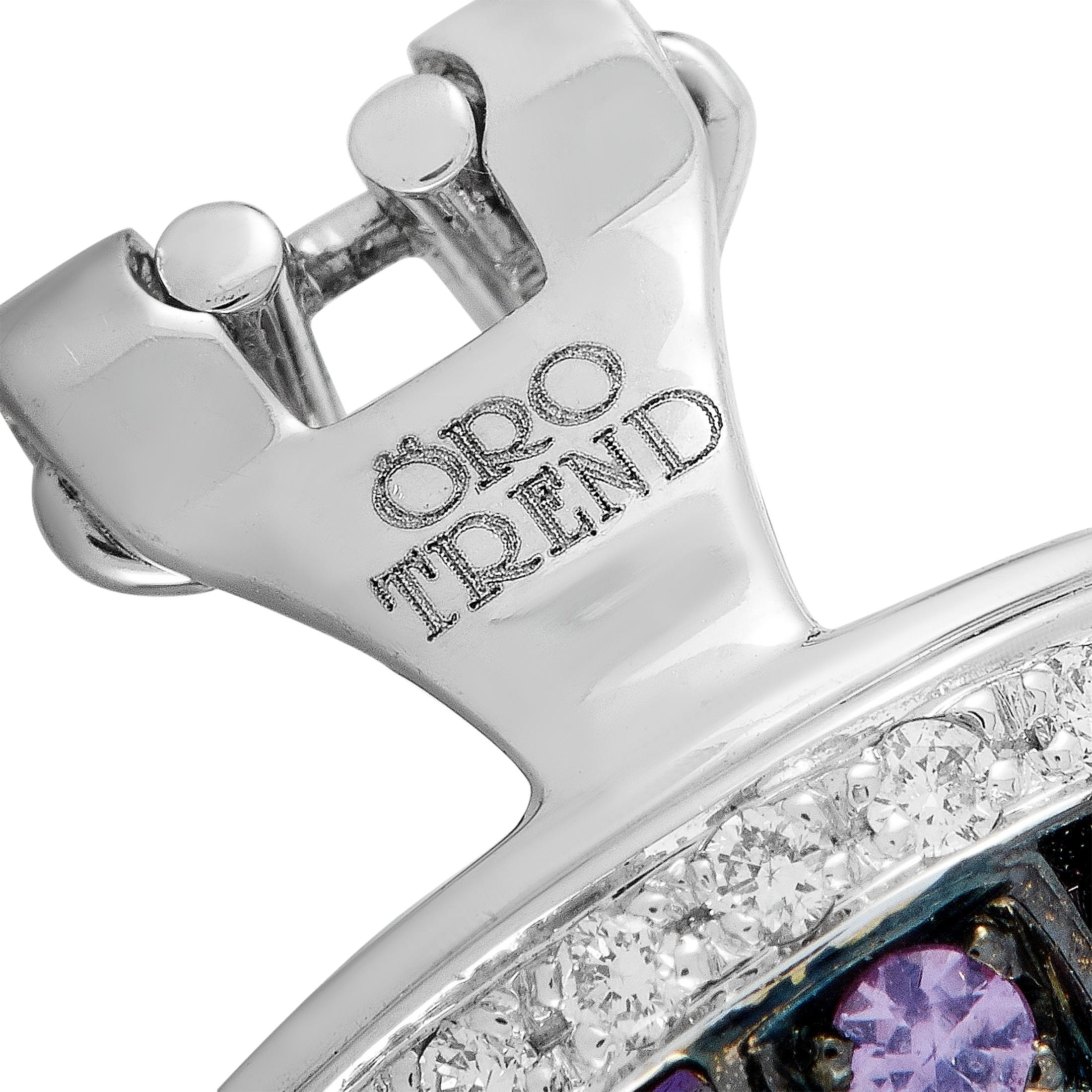 Oro Trend 18k Gold 0.45 Carat Diamond, Amethyst and Purple Sapphire Earrings 1