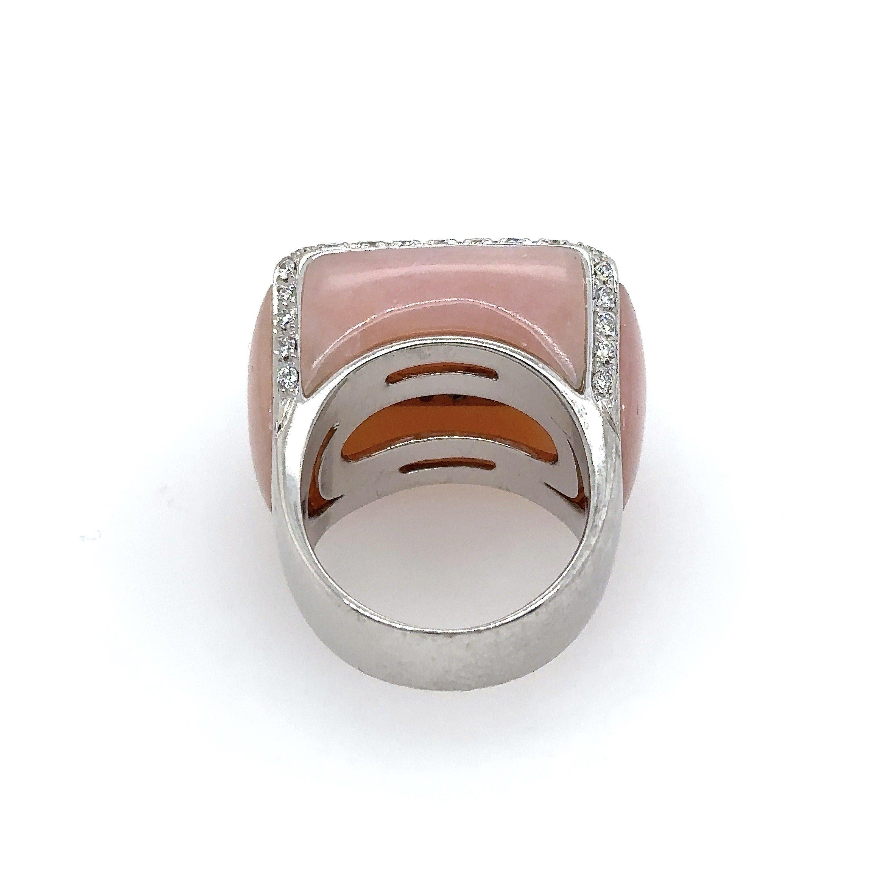 Women's Oro Trend Baby Pink Coral and Diamond Cocktail Ring For Sale