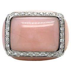 Oro Trend Baby Pink Coral and Diamond Cocktail Ring