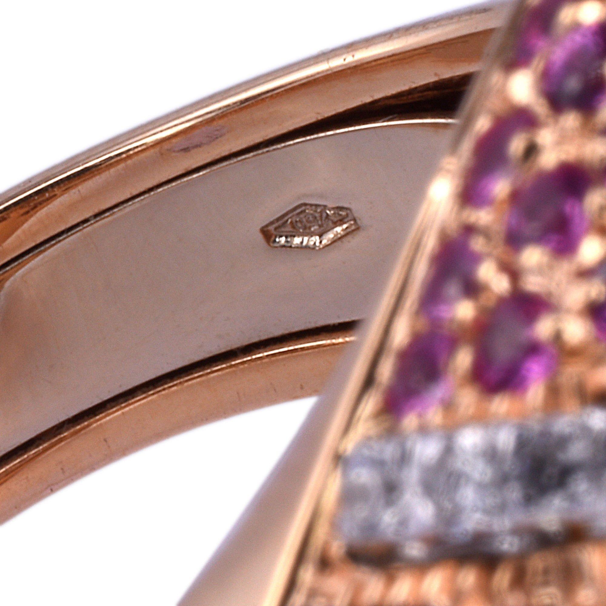 Oro Trend Pink Sapphire & Diamond 18K Rose Gold Ring 2