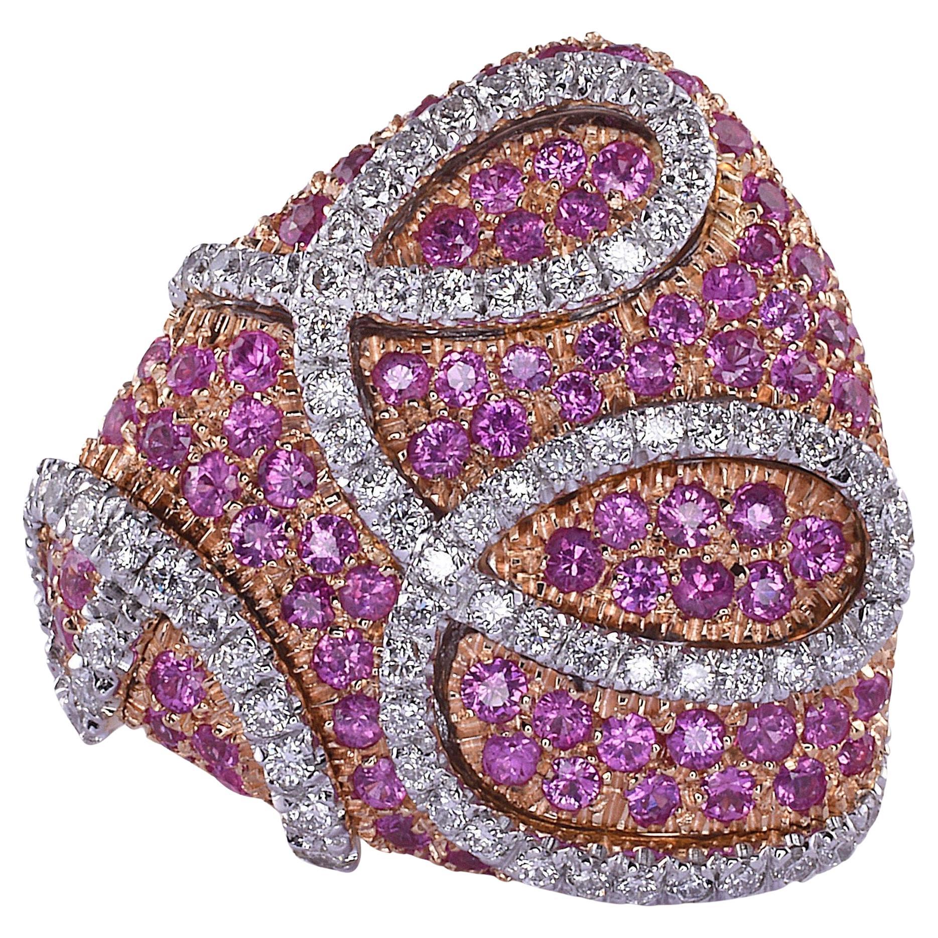Pink Sapphire & 18k Gold Petunia Ombré Ring