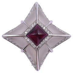 Oro Trend Rubellite Tourmaline 18K White Gold Pin or Pendant