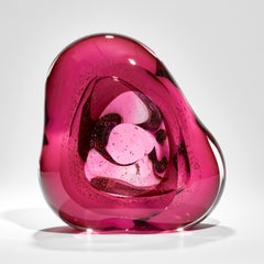 Oro Vug in Fuchsia I, Gold & Pink Glass Geode Sculpture by Samantha Donaldson