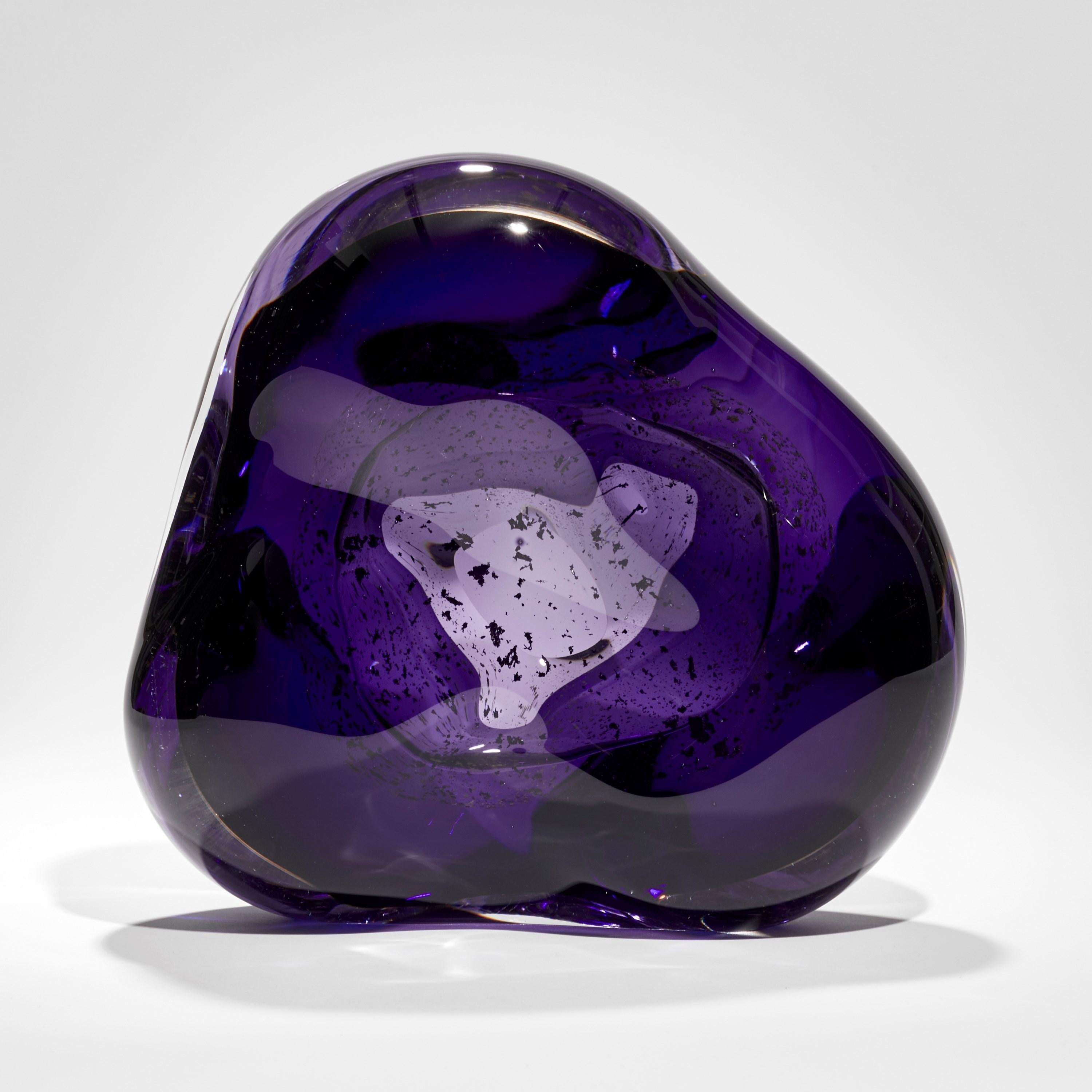 Organic Modern Oro Vug in Purple I, Gold & Purple Glass Geode Sculpture by Samantha Donaldson