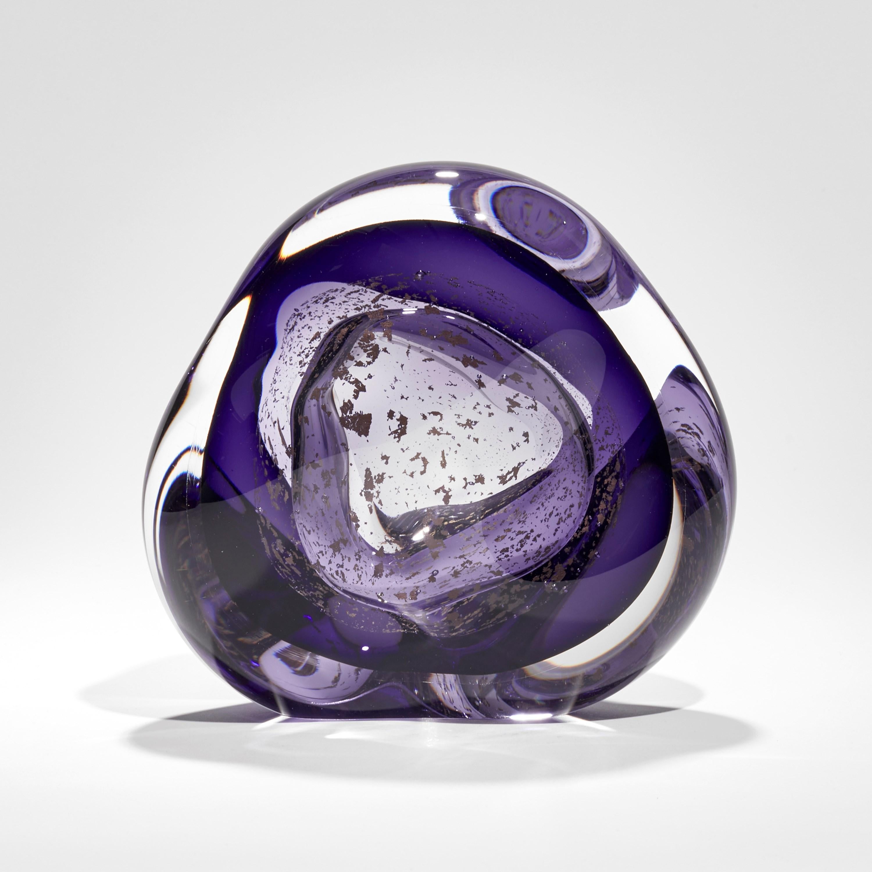 Organic Modern Oro Vug in Purple II, Gold & Purple Glass Geode Sculpture by Samantha Donaldson For Sale
