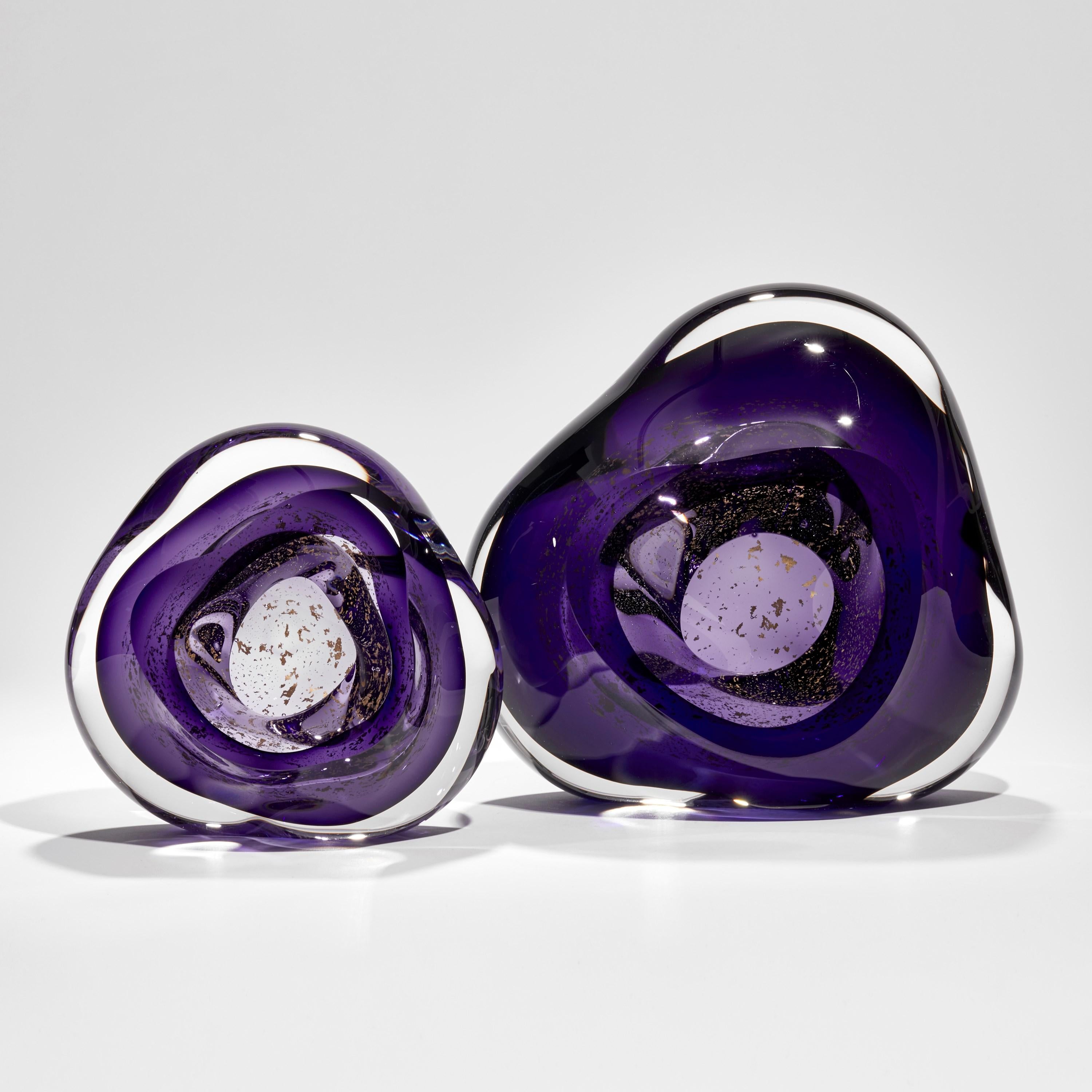 Hand-Crafted Oro Vug in Purple II, Gold & Purple Glass Geode Sculpture by Samantha Donaldson For Sale