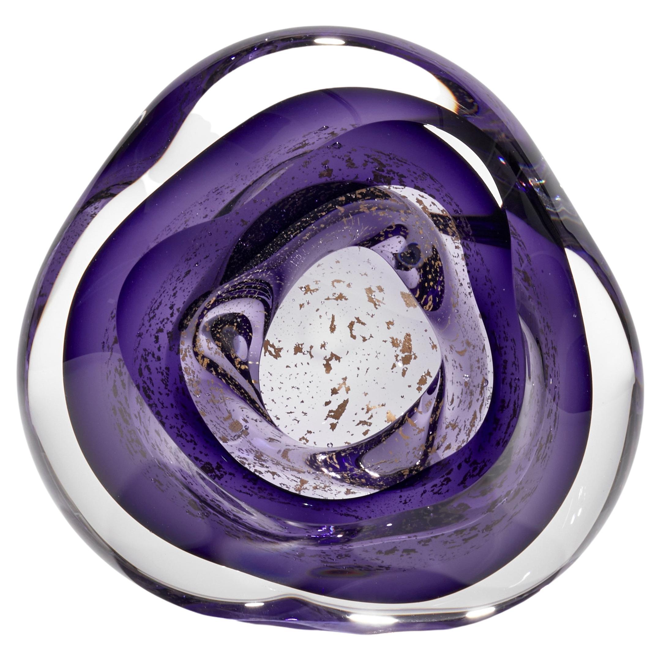Oro Vug in Purple II, Gold & Purple Glass Geode Sculpture by Samantha Donaldson For Sale