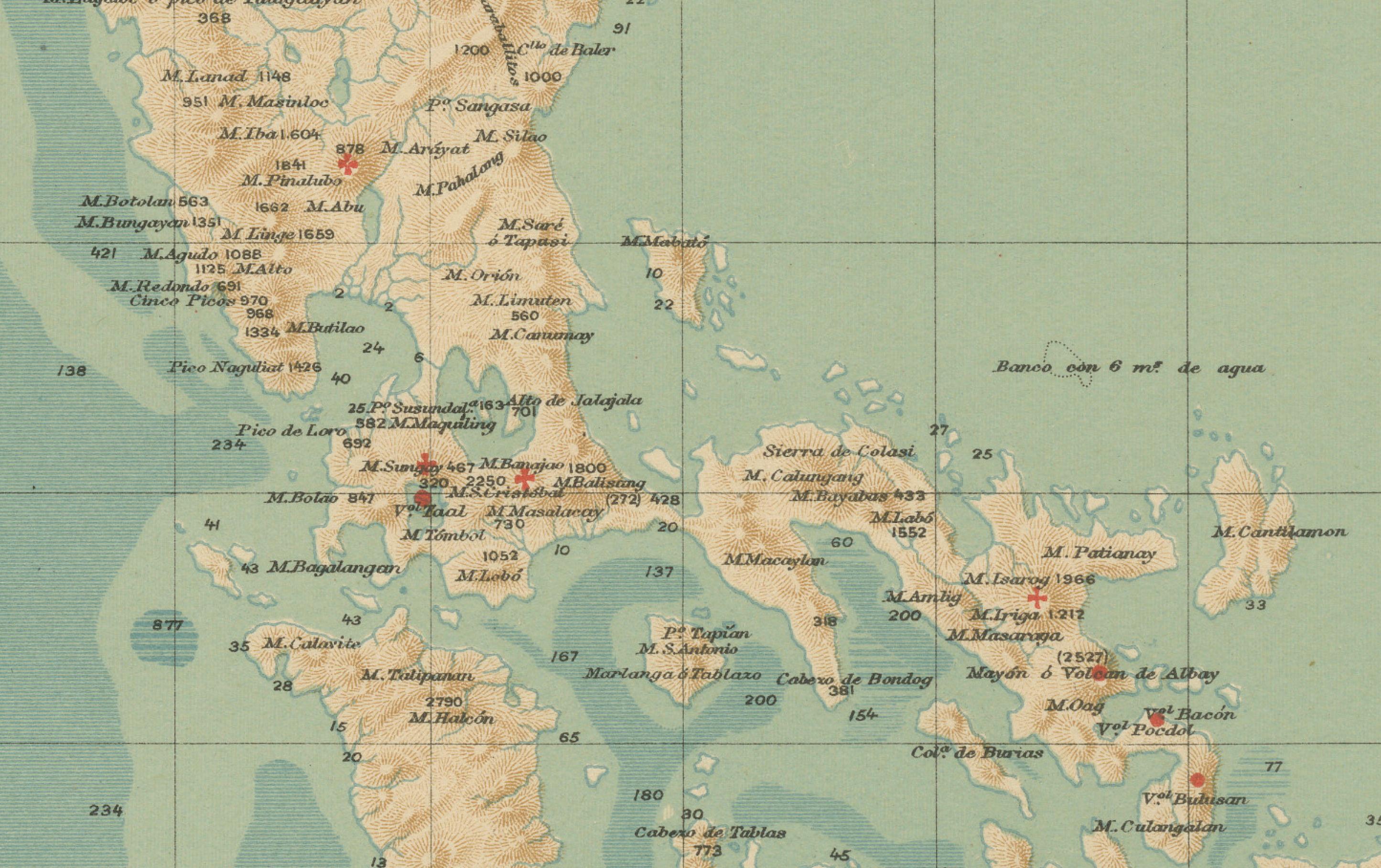 Carte orographique des îles Philippines - Observatorio de Manila, 1899 Bon état - En vente à Langweer, NL