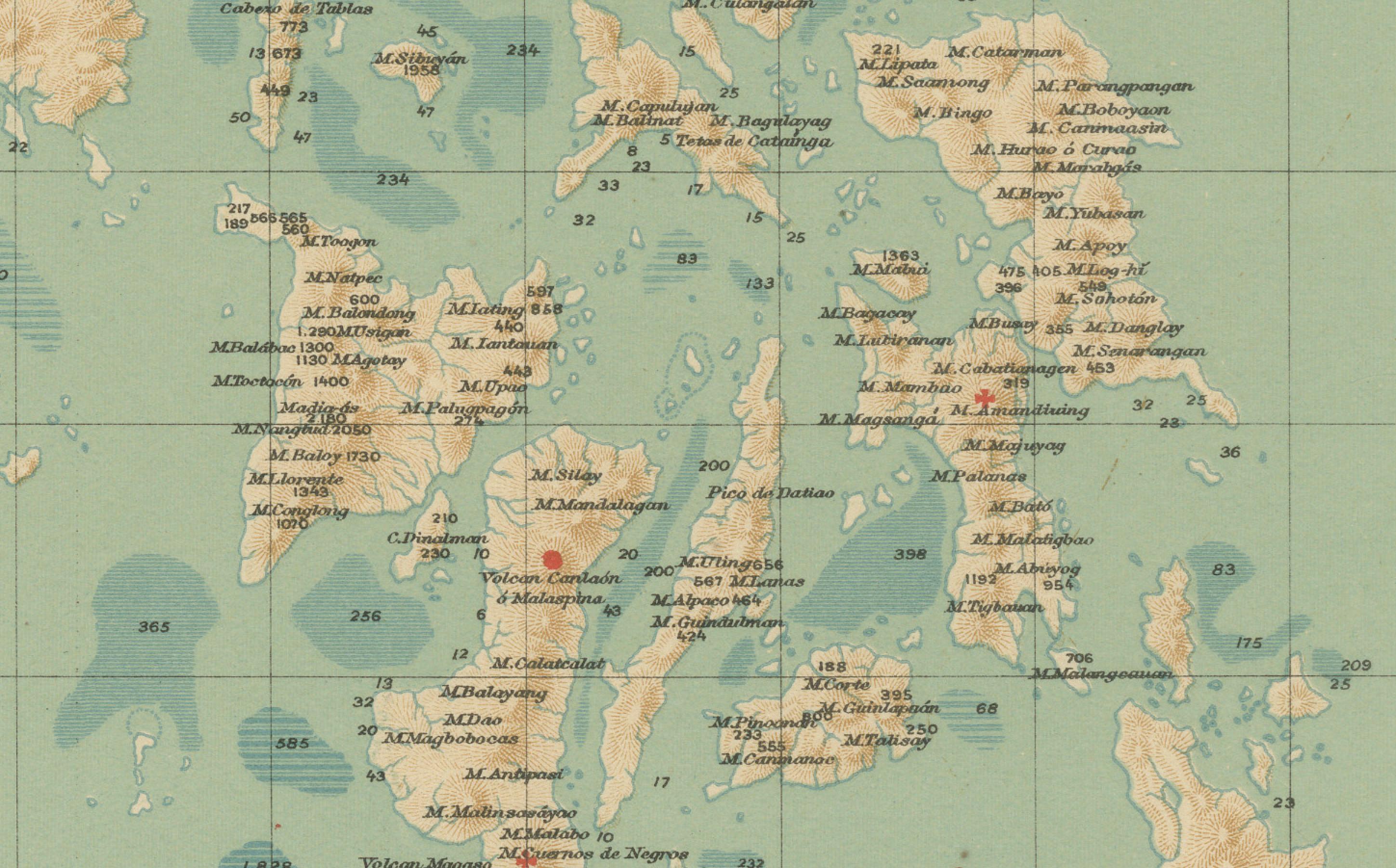 Fin du XIXe siècle Carte orographique des îles Philippines - Observatorio de Manila, 1899 en vente