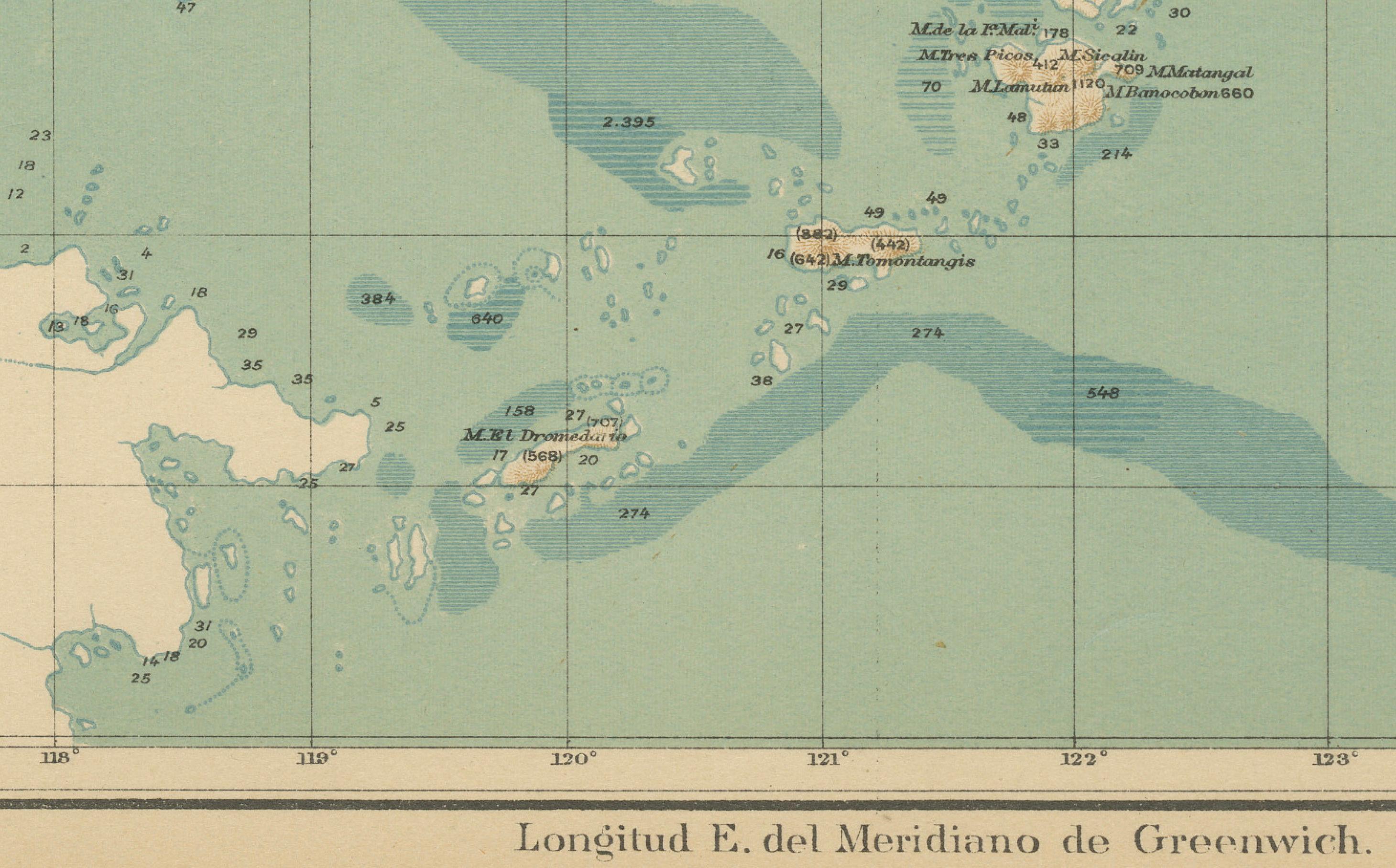Carte orographique des îles Philippines - Observatorio de Manila, 1899 en vente 1