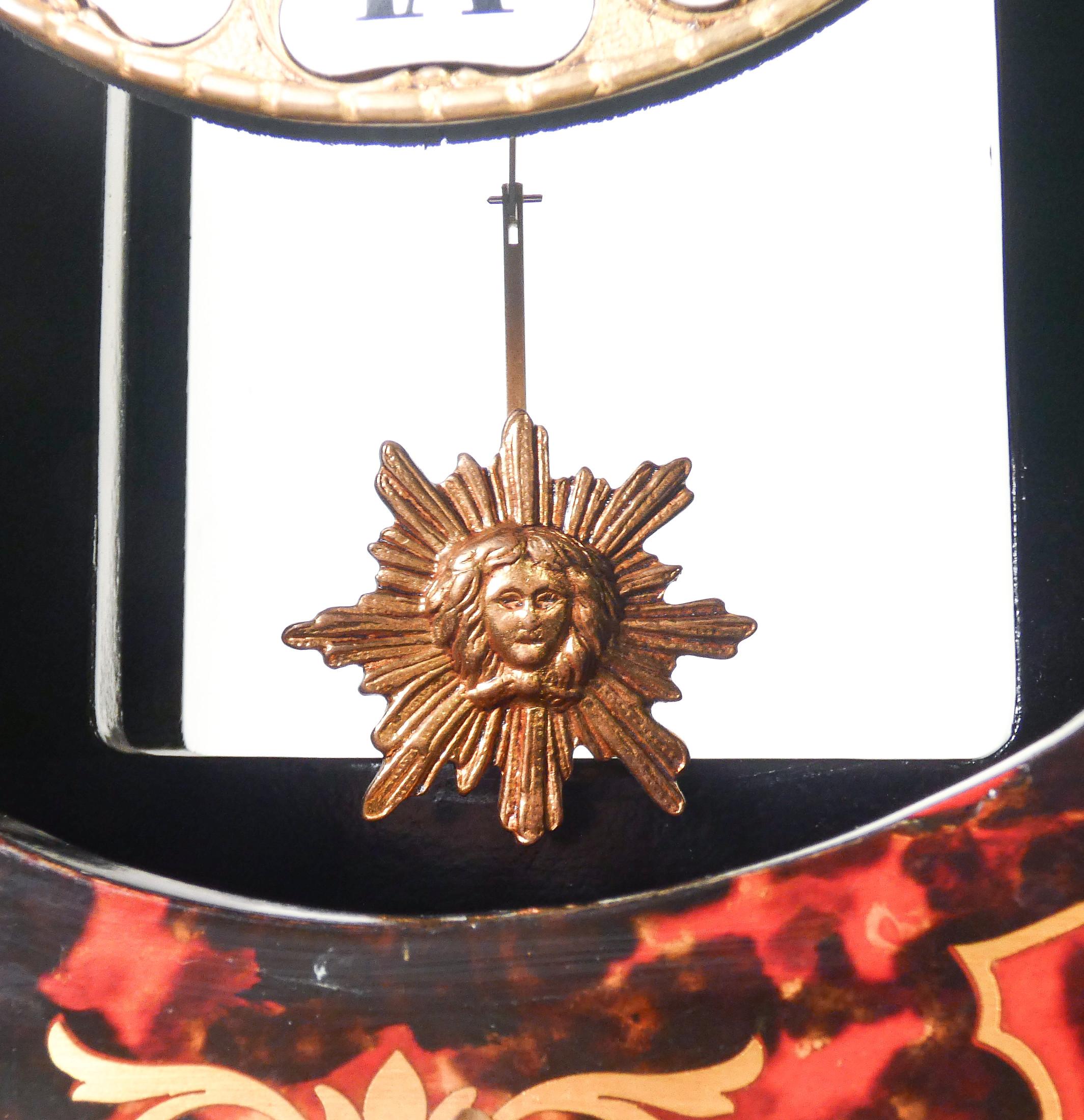 Metal Louis XIV style Boulle pendulum clock, FHS Franz Hermle Sohn movement
