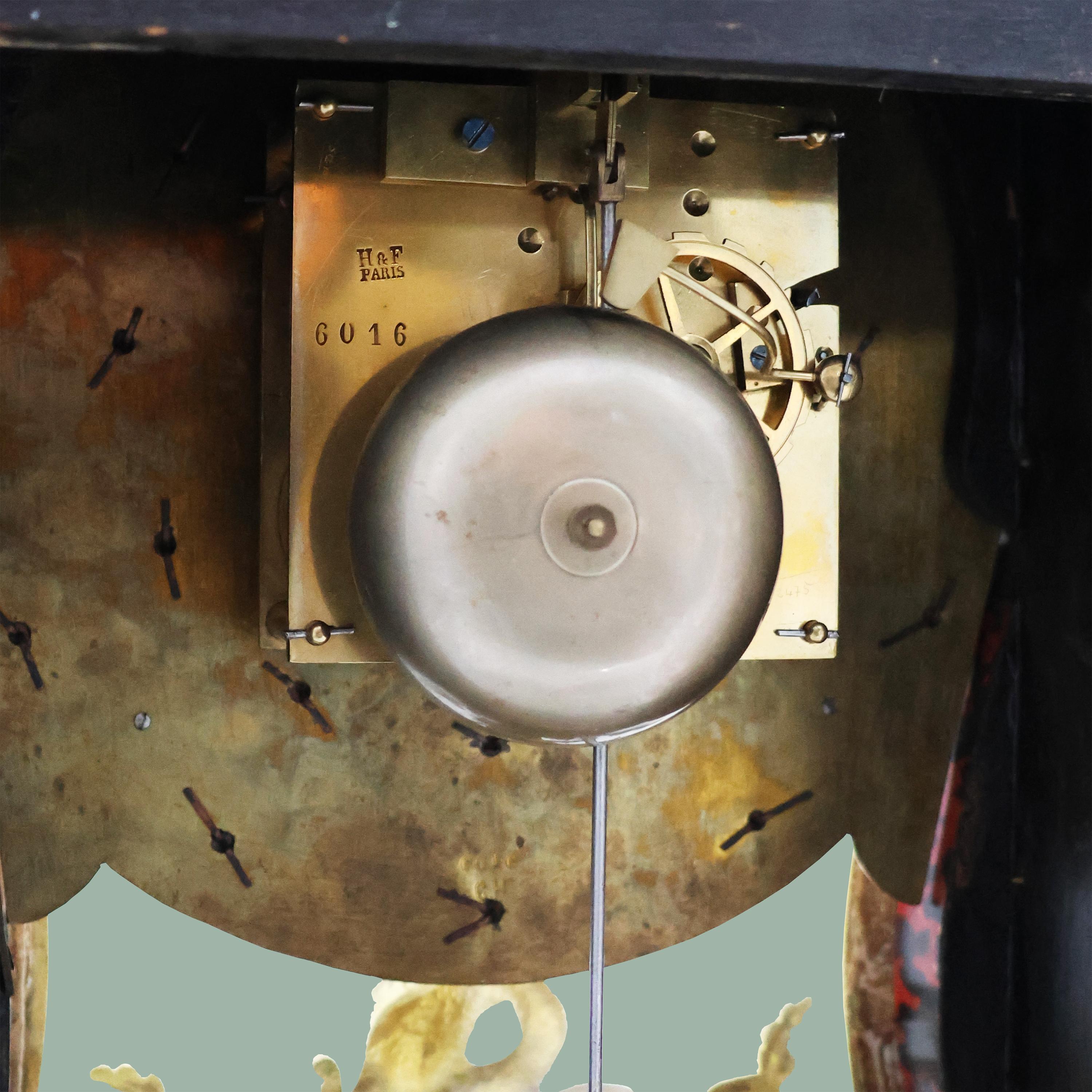 French Orologio a pendolo Francese alla maniera di Boulle, H&F di Parigi, XIX secolo
