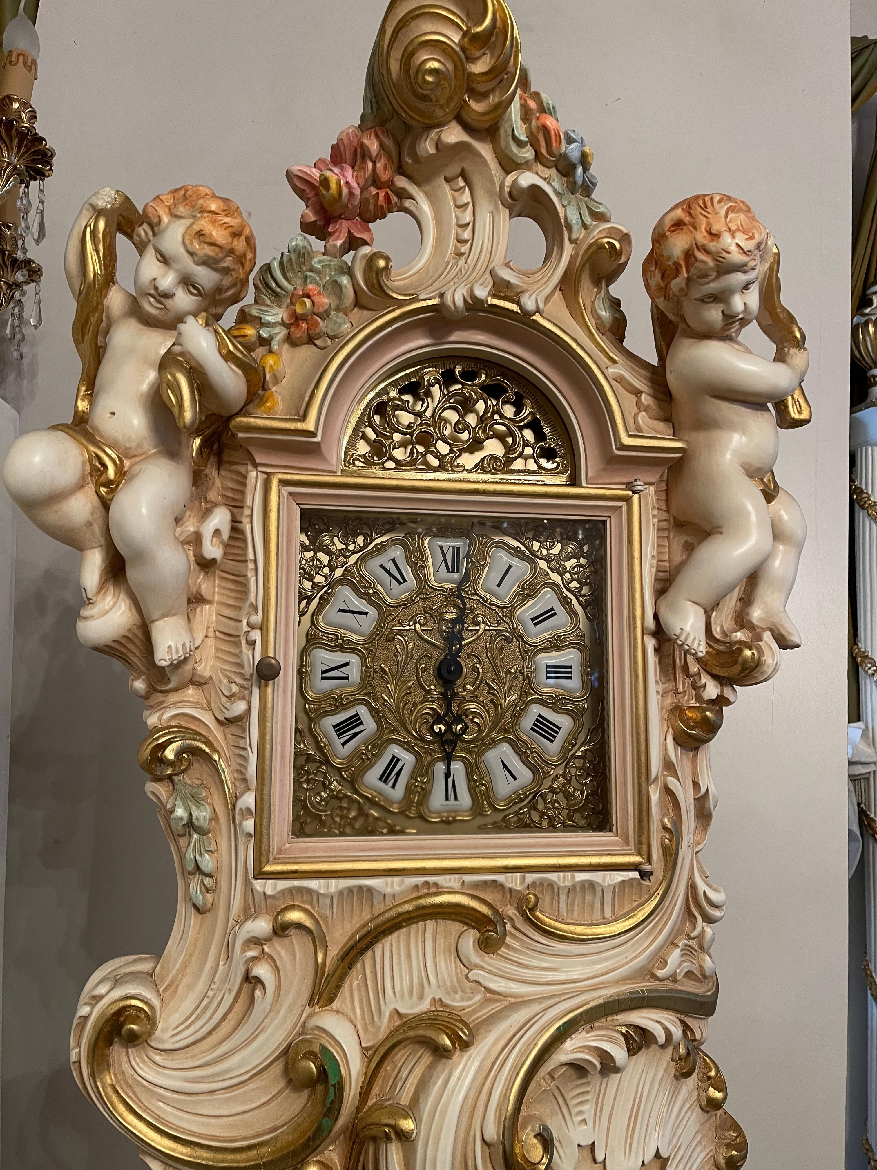 Autre  Orologio a Pendolo in Legno Laccato Style barocco veneziano 700 en vente