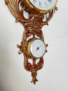 Vintage Barometer and Thermometer Clock in Gold Baroque Style