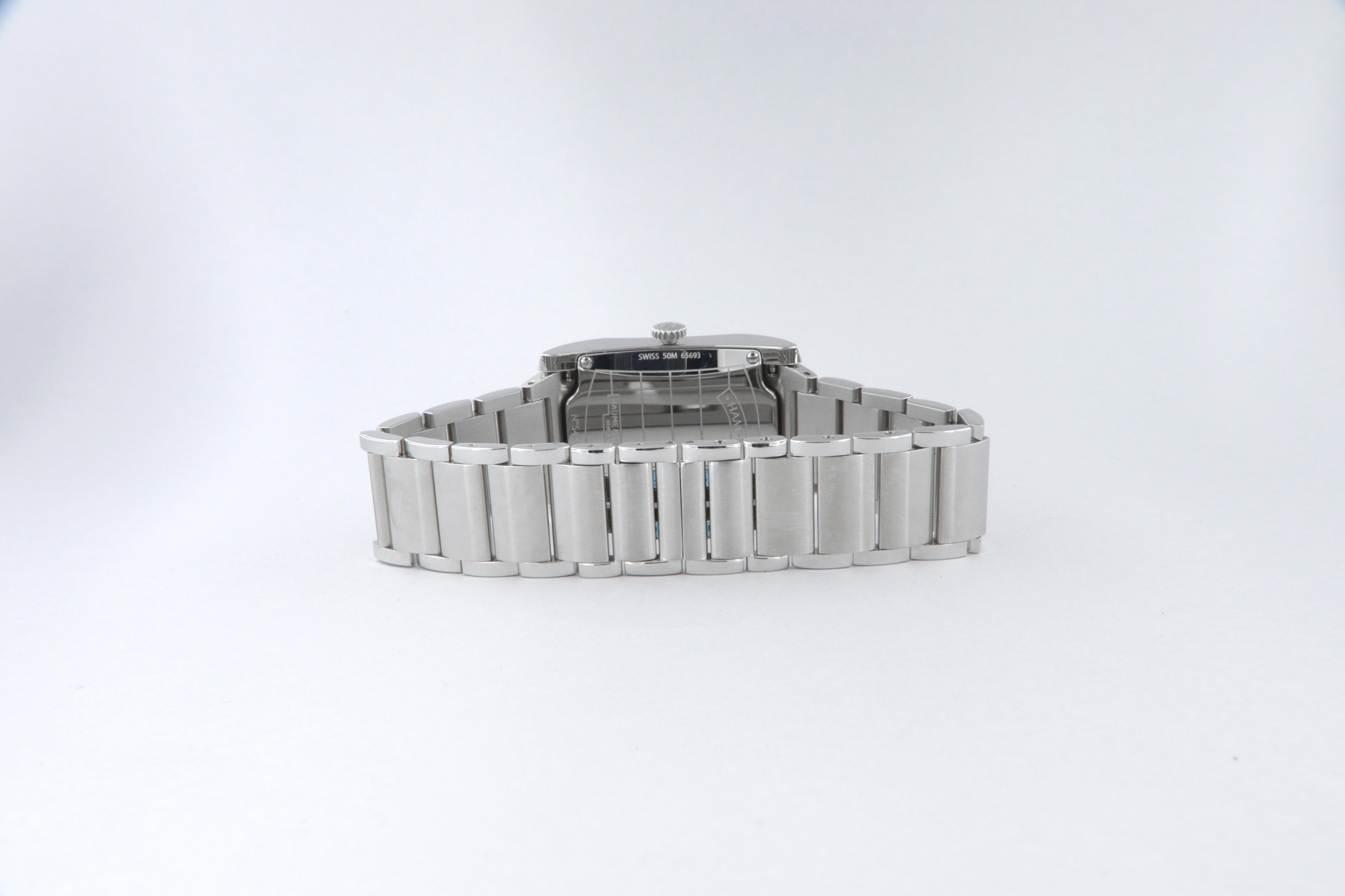 Baume Mercier Montre Hampton à quartz en acier neuve MOA10021 en vente 5