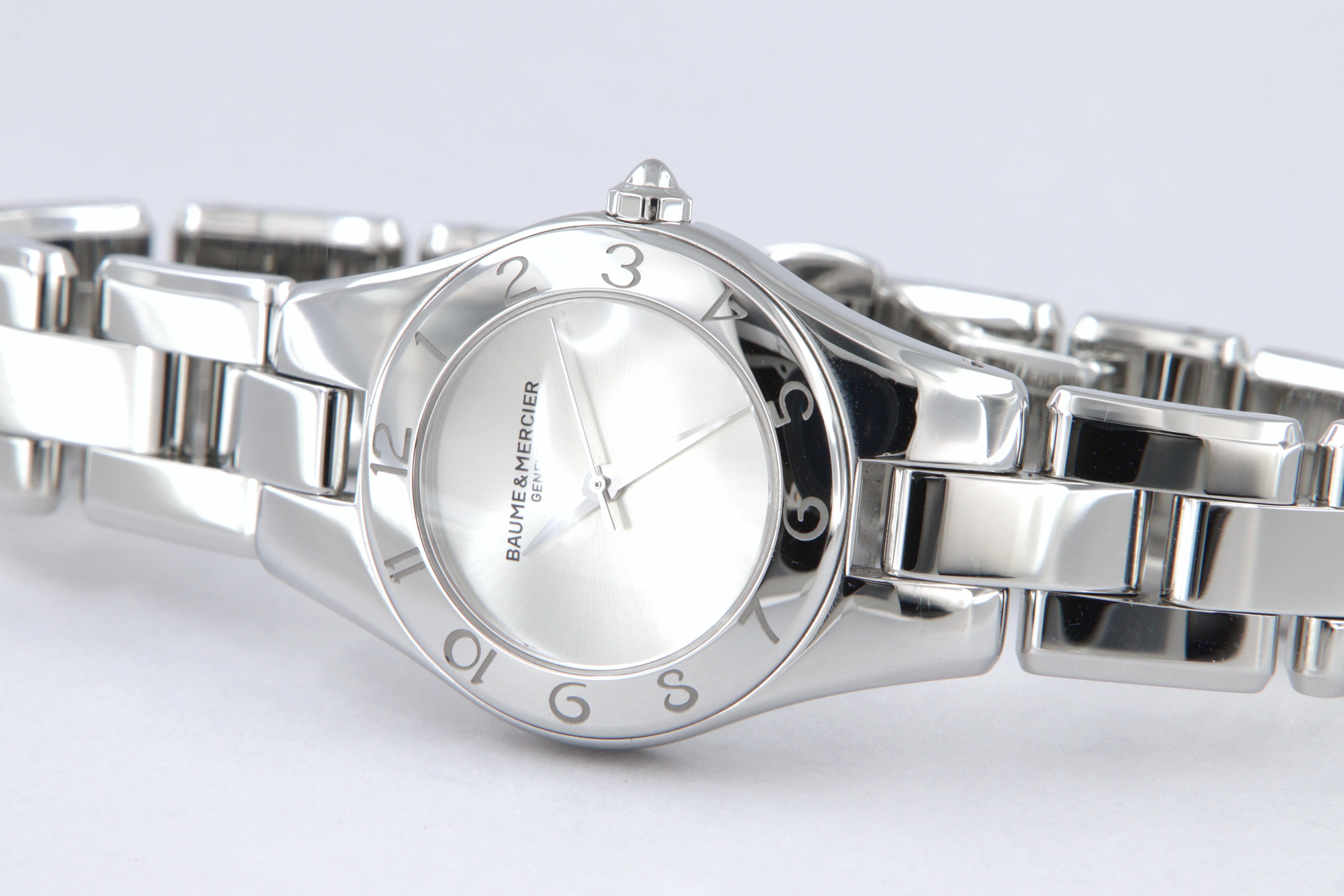 Baume Mercier Linea reloj de cuarzo de acero nuevo MOA10138 en venta 6