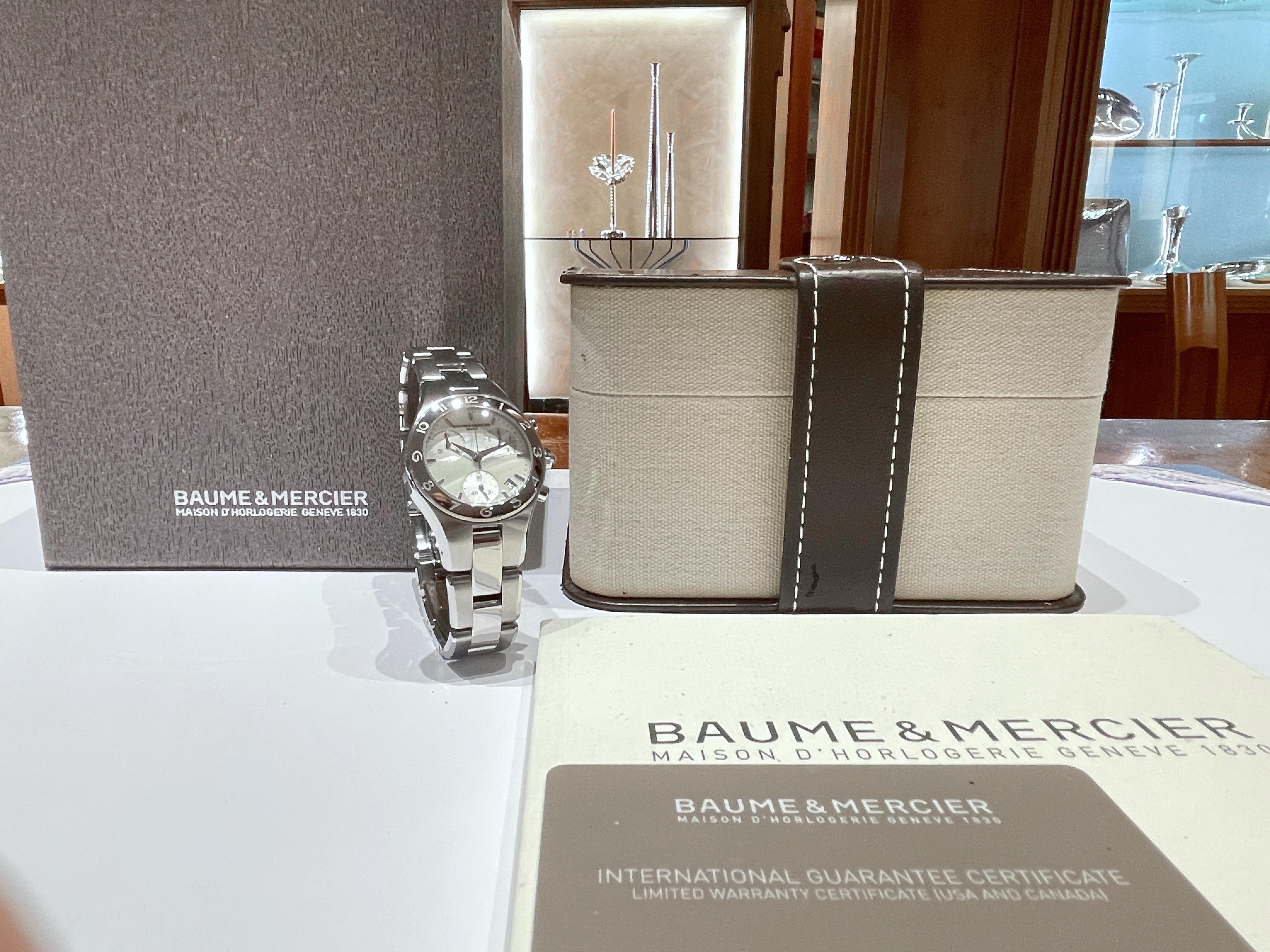 Baume Mercier Linea quartz chronograph steel watch new MOA10012 For Sale 9