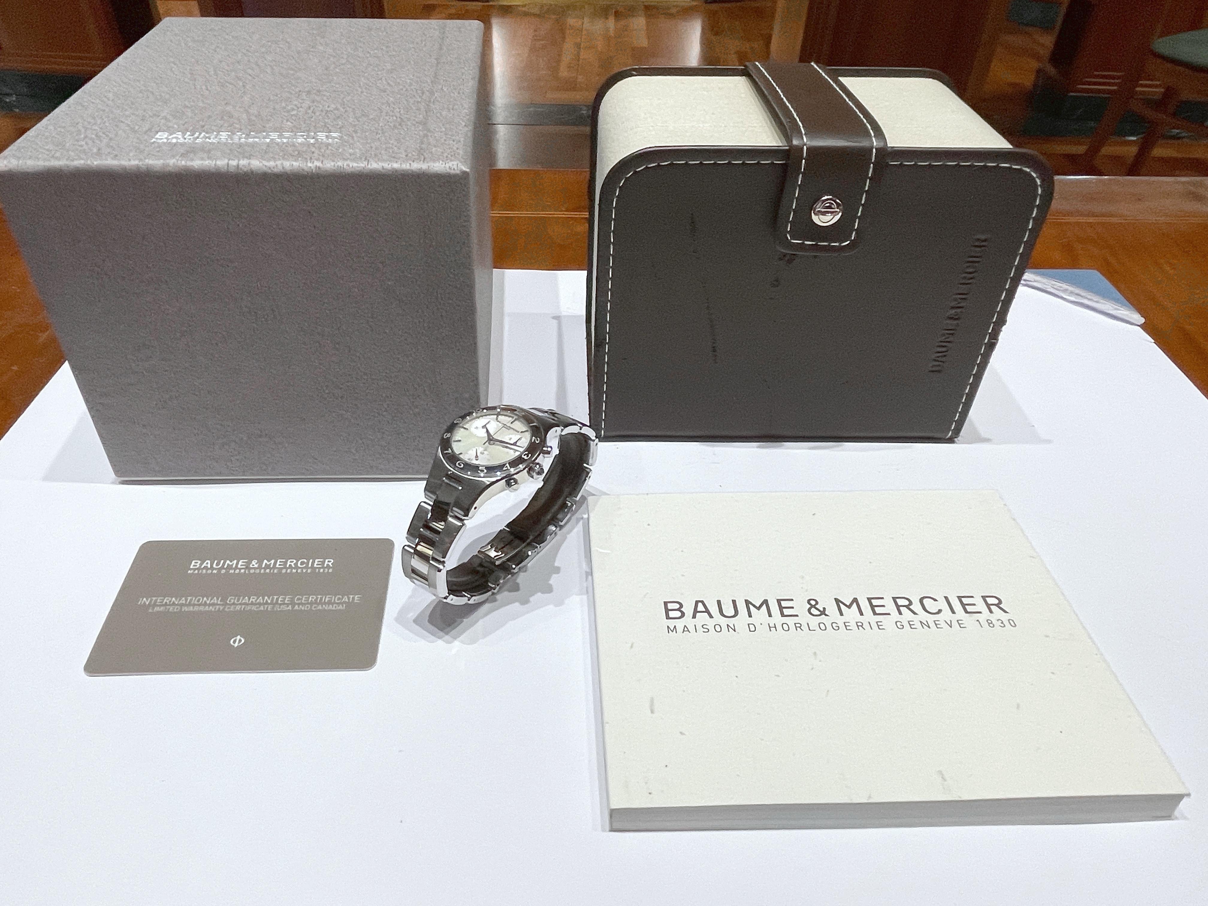 Baume Mercier Linea quartz chronograph steel watch new MOA10012 For Sale 10