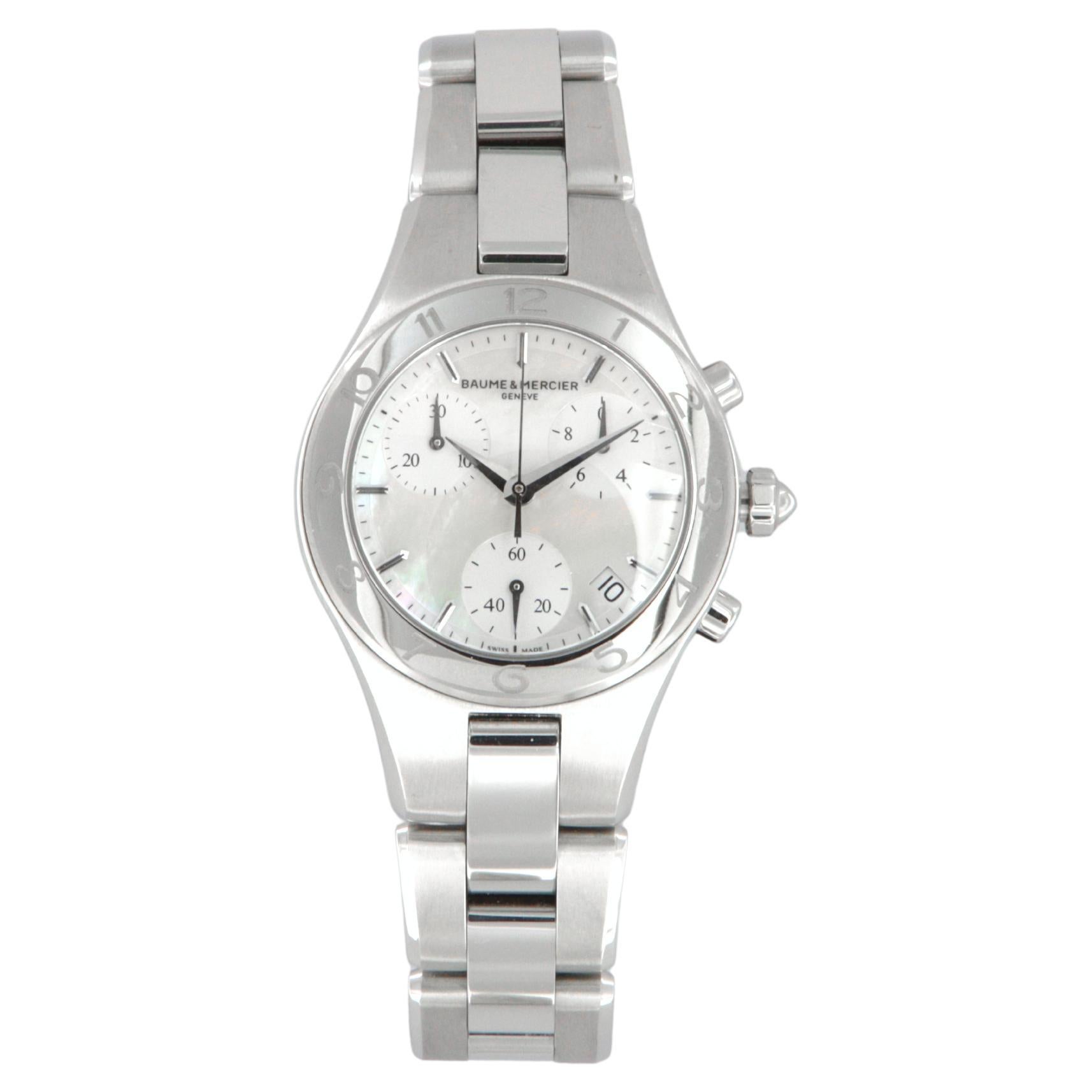 Baume Mercier Linea chronographe à quartz en acier montre neuve MOA10012