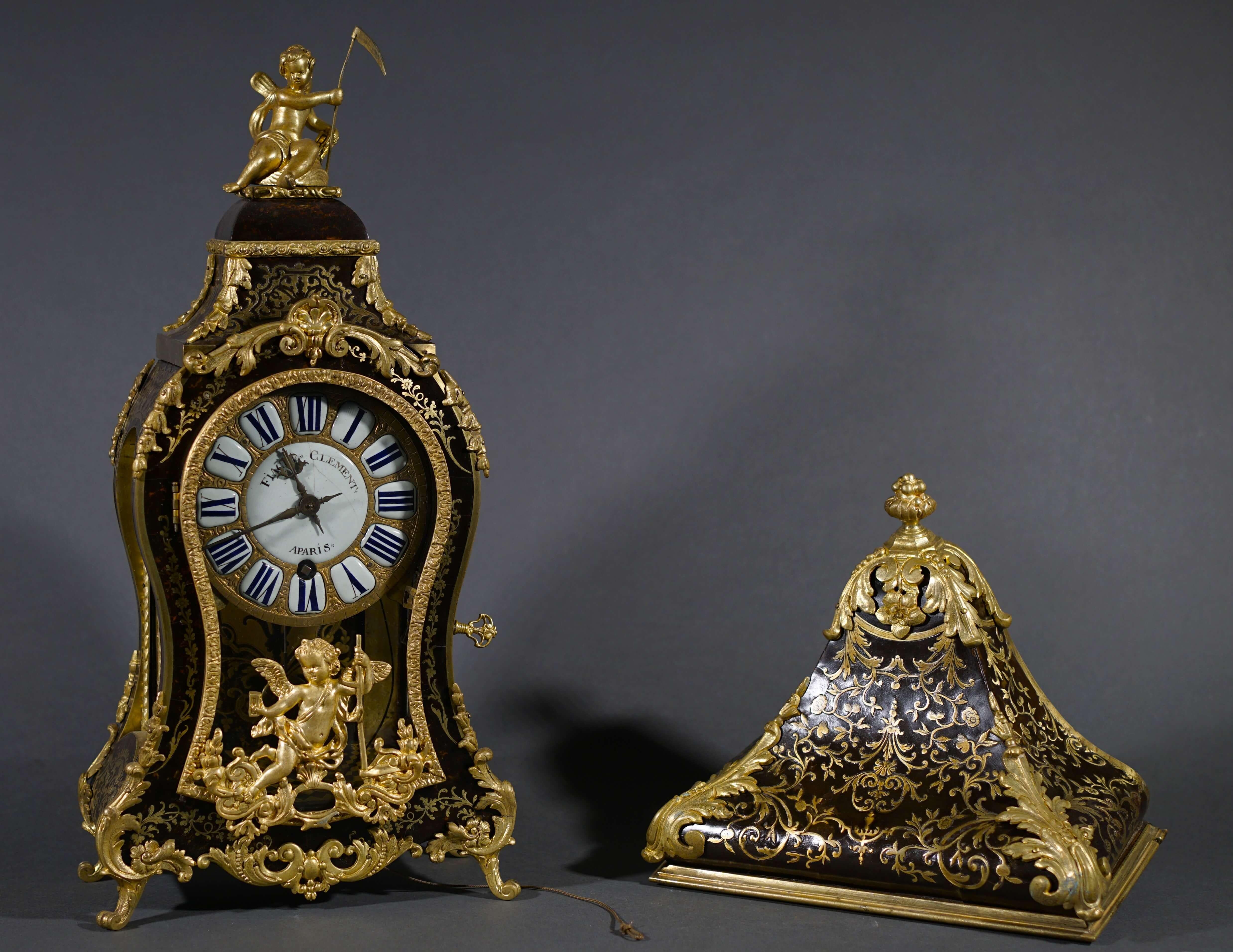 Louis XV Cartel clock Marqueterie Boulle Regency era 18th century Fiacre à Paris For Sale