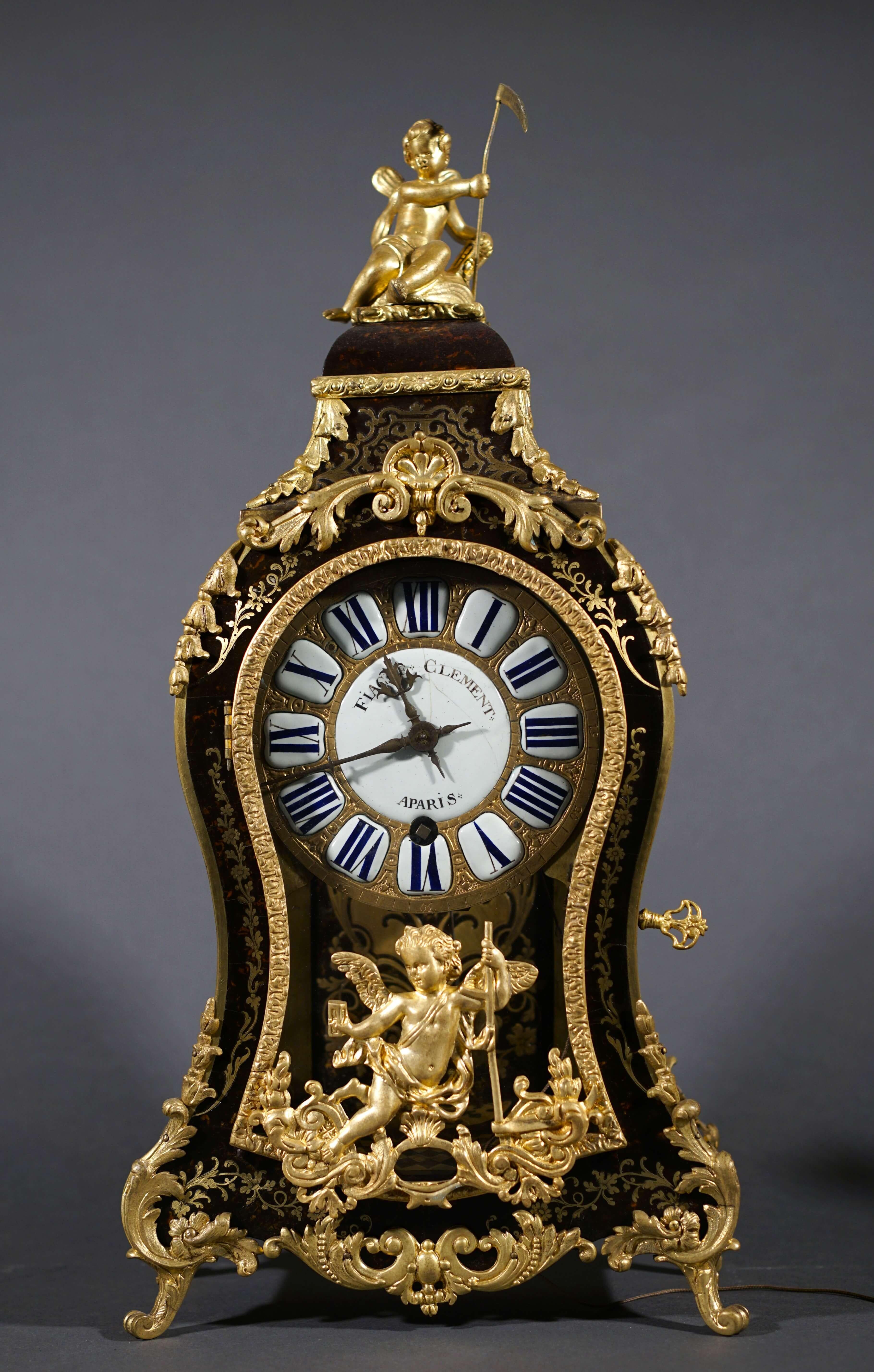 French Cartel clock Marqueterie Boulle Regency era 18th century Fiacre à Paris For Sale