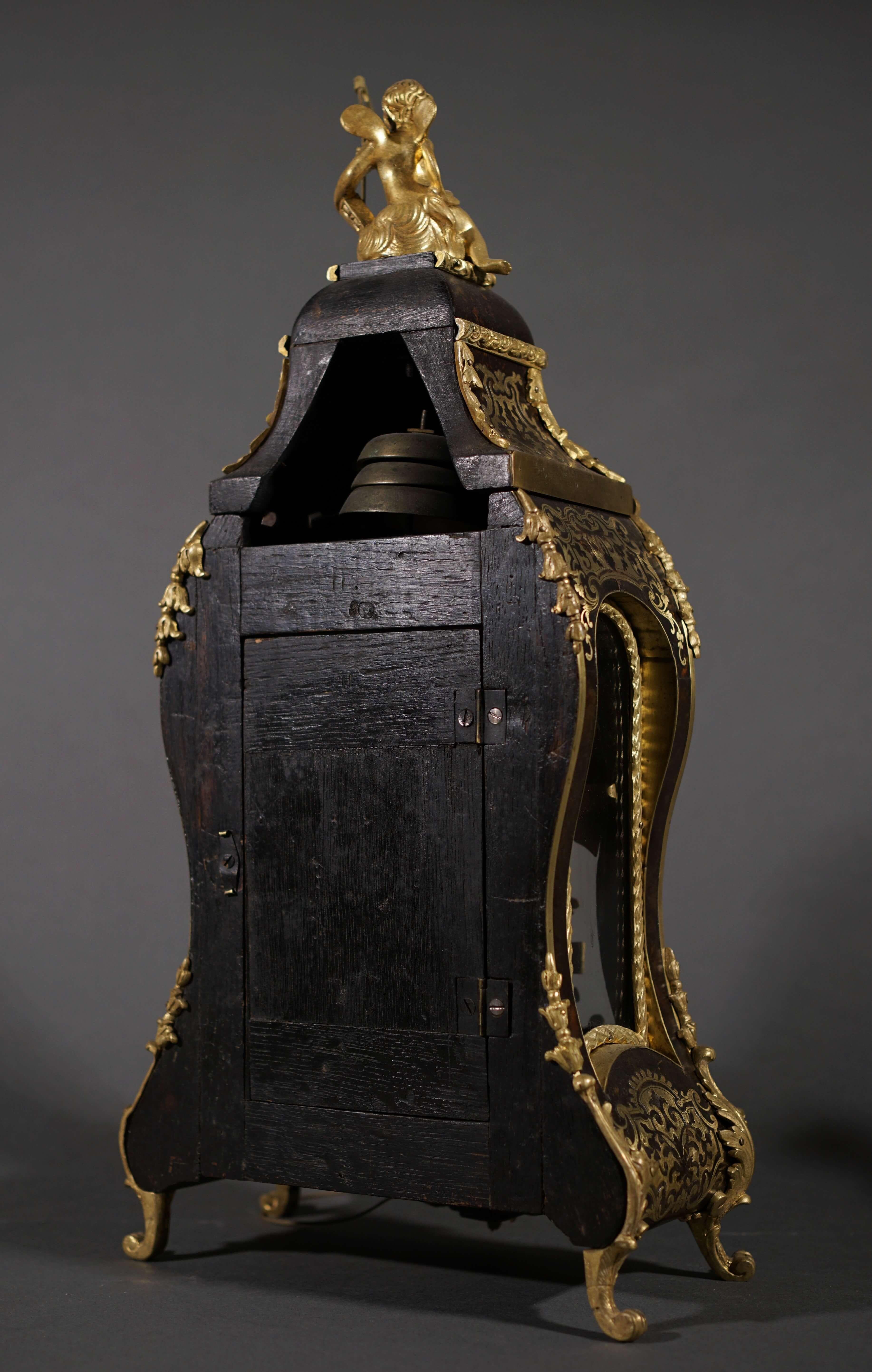 Cartel clock Marqueterie Boulle Regency era 18th century Fiacre à Paris In Good Condition For Sale In Pistoia, IT