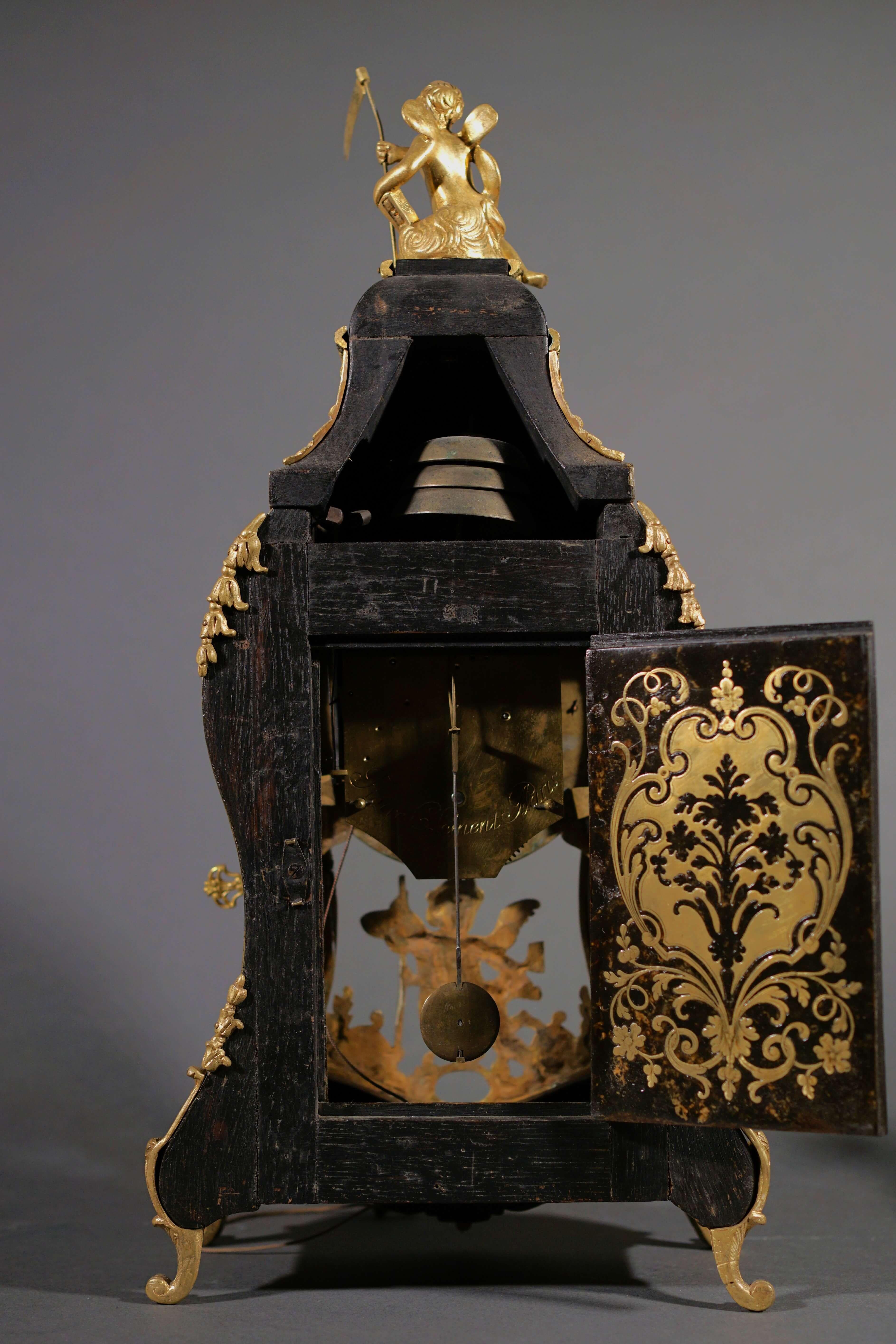 18th Century Cartel clock Marqueterie Boulle Regency era 18th century Fiacre à Paris For Sale