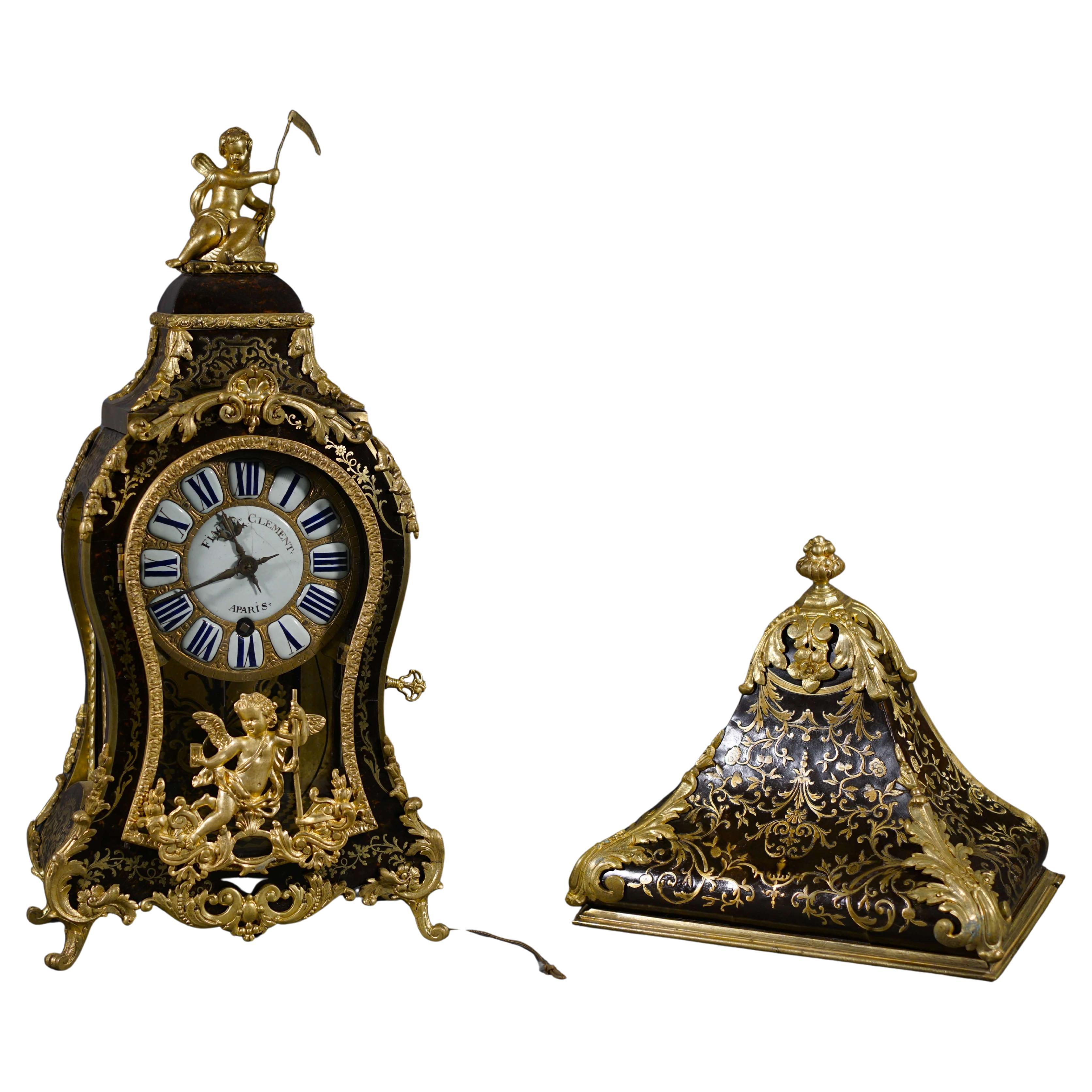 Cartel clock Marqueterie Boulle Regency era 18th century Fiacre à Paris