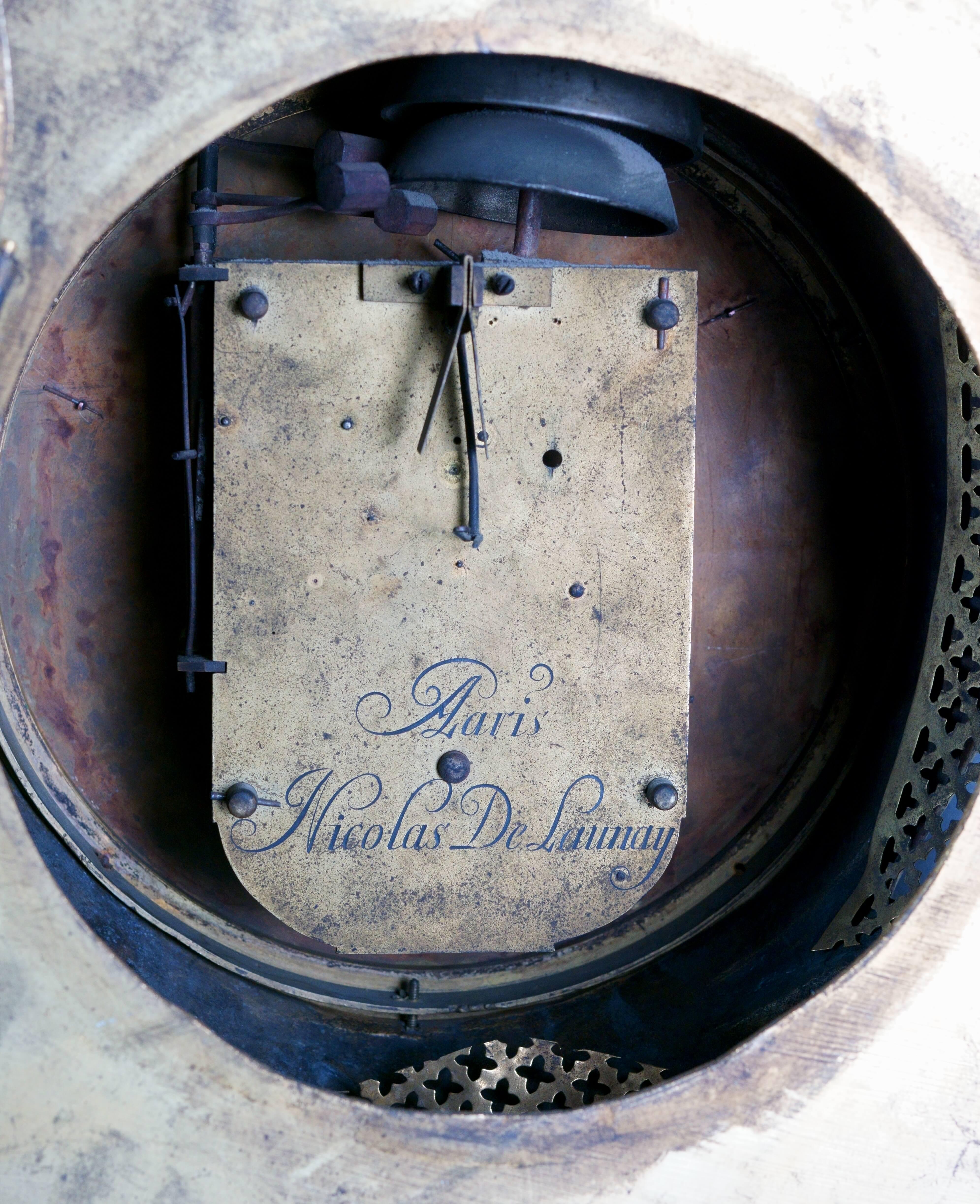 Cartel Rocaille Bronze Gilt Ormolu Clock by Nicolas de Launay 18th century For Sale 3