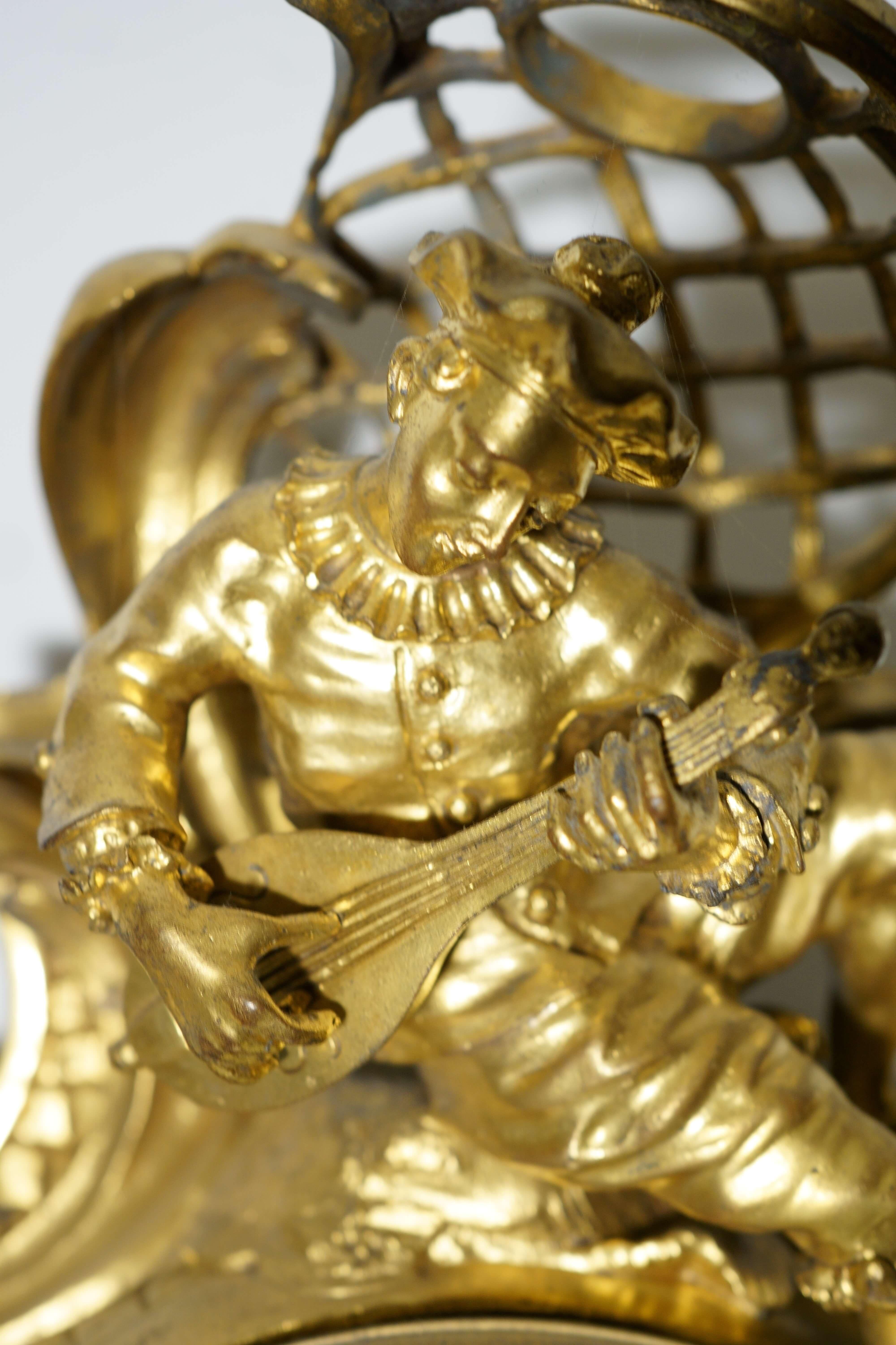 French Cartel Rocaille Bronze Gilt Ormolu Clock by Nicolas de Launay 18th century For Sale