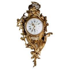 Cartel Rocaille Bronze Gilt Ormolu Clock by Nicolas de Launay 18th century