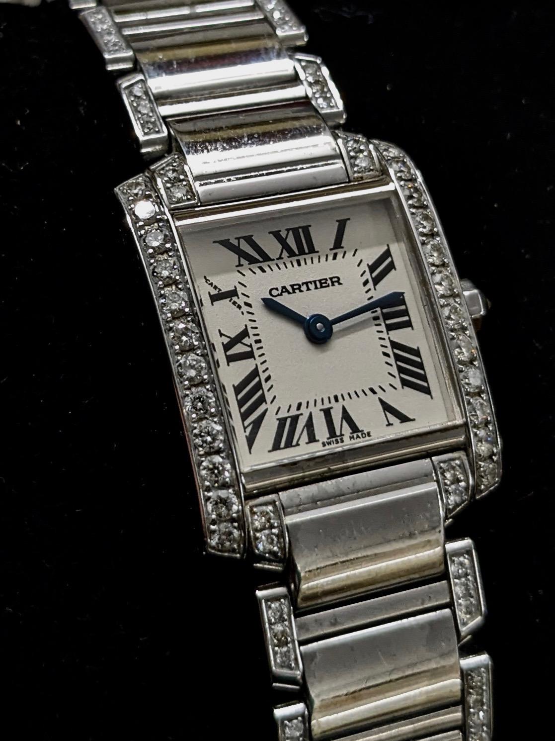 Taille brillant Orologio Cartier Francaise Diamonds référence 2384 en vente