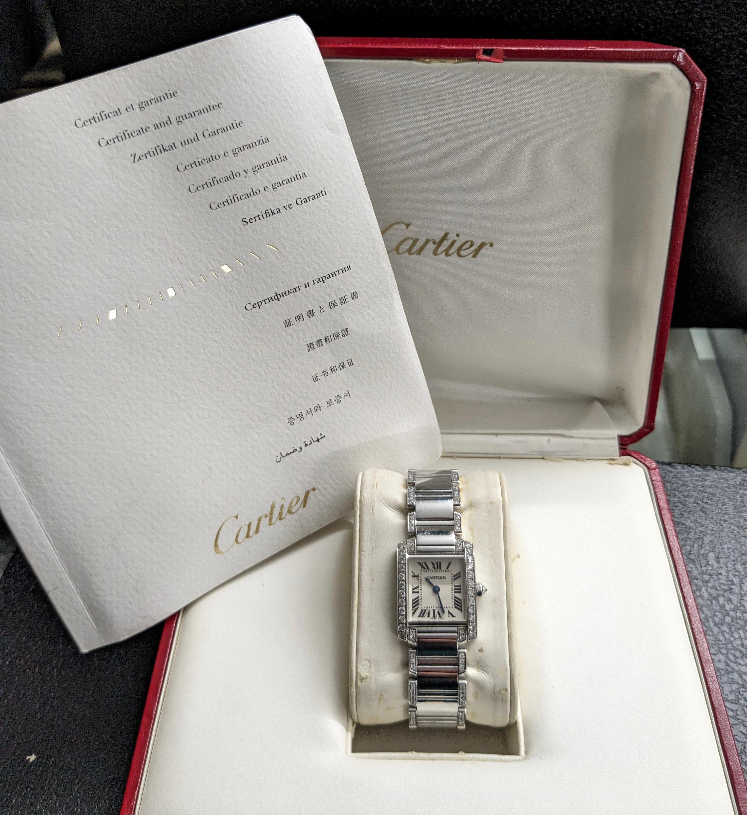 Orologio Cartier Francaise Diamonds Referenza 2384 In Excellent Condition For Sale In Roma, IT