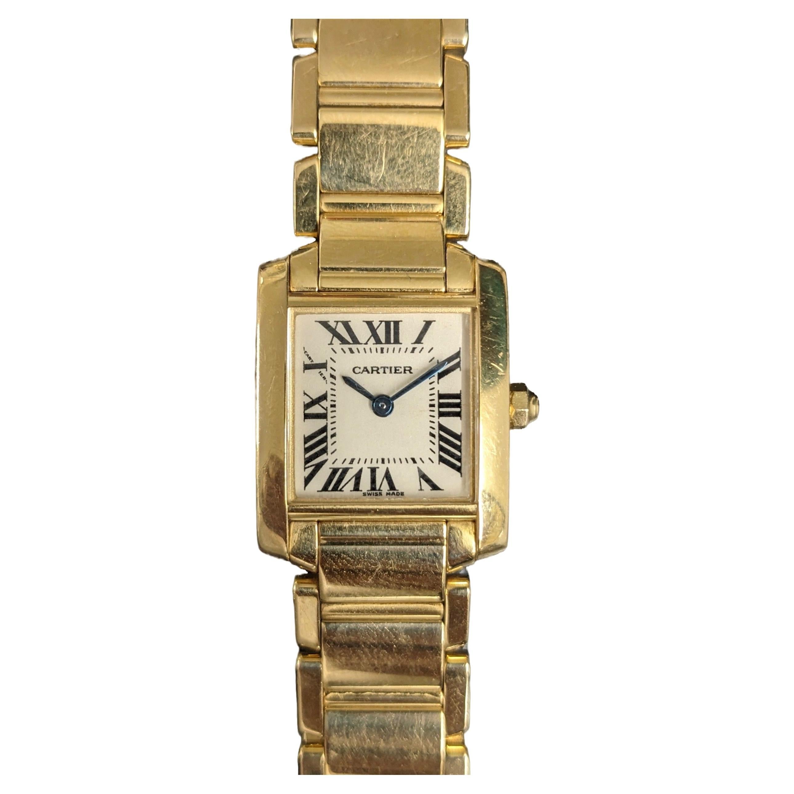 Cartier watch model Tank Francaise in 18k yellow gold reference 2385 For Sale