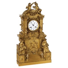 Gilt Bronze Standing Clock, France Mid-19th Century