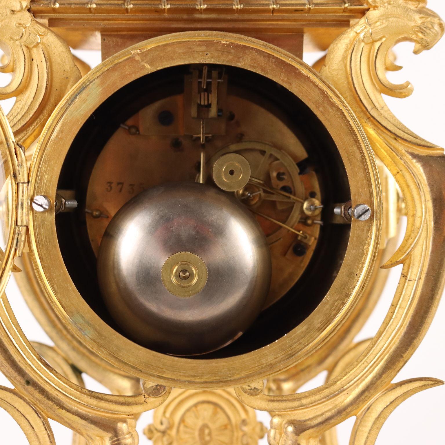Gilded Bronze France Third Quarter Nineteenth Century Standing Clock For Sale 5