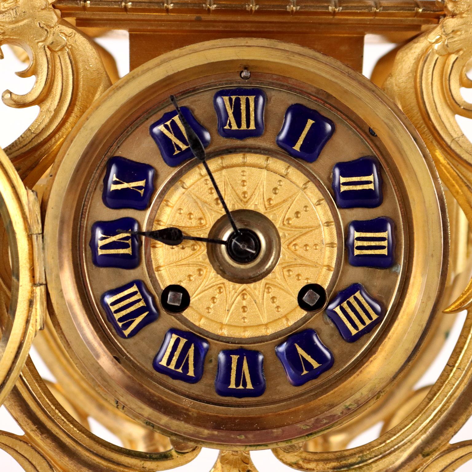 Gilt Gilded Bronze France Third Quarter Nineteenth Century Standing Clock For Sale