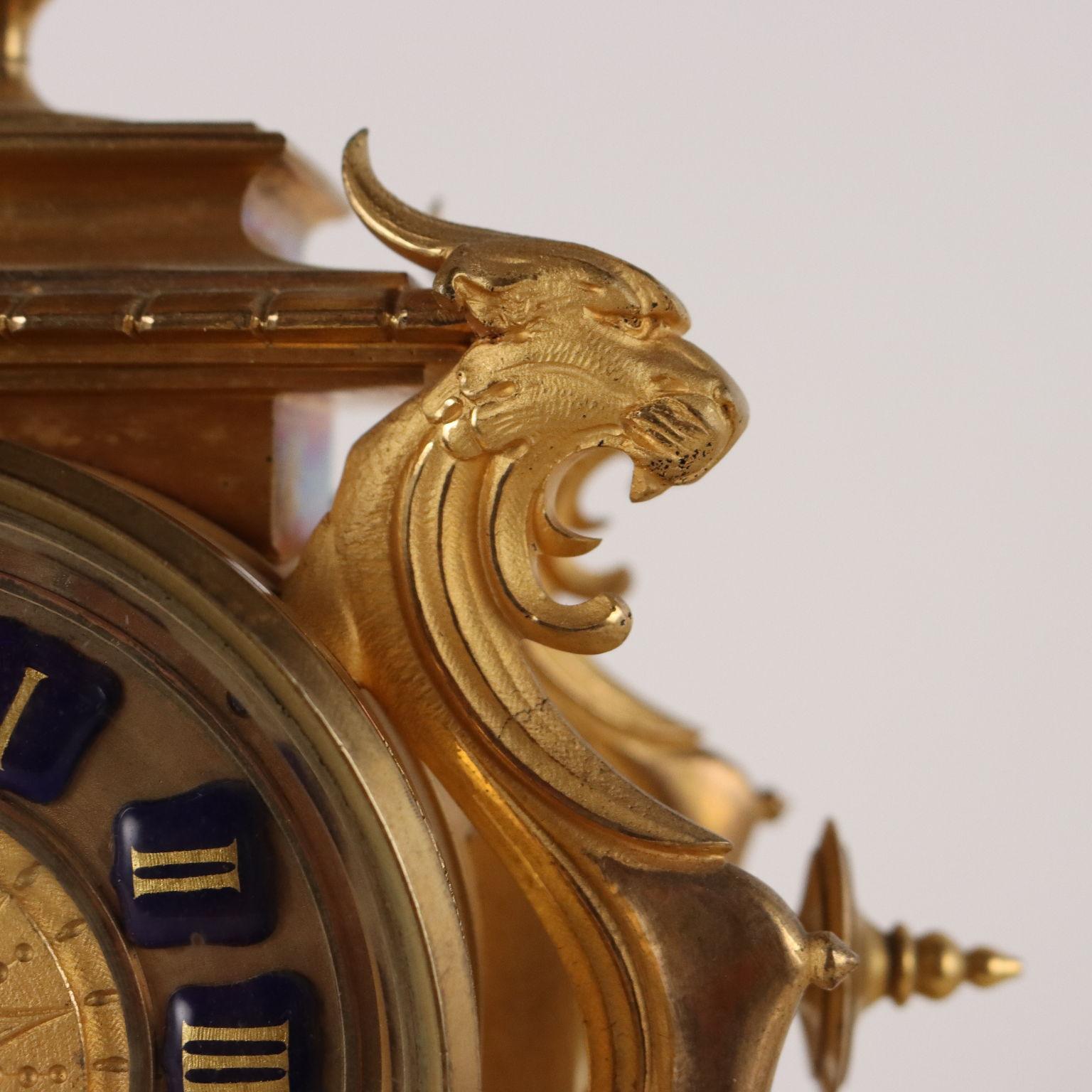 19th Century Gilded Bronze France Third Quarter Nineteenth Century Standing Clock For Sale