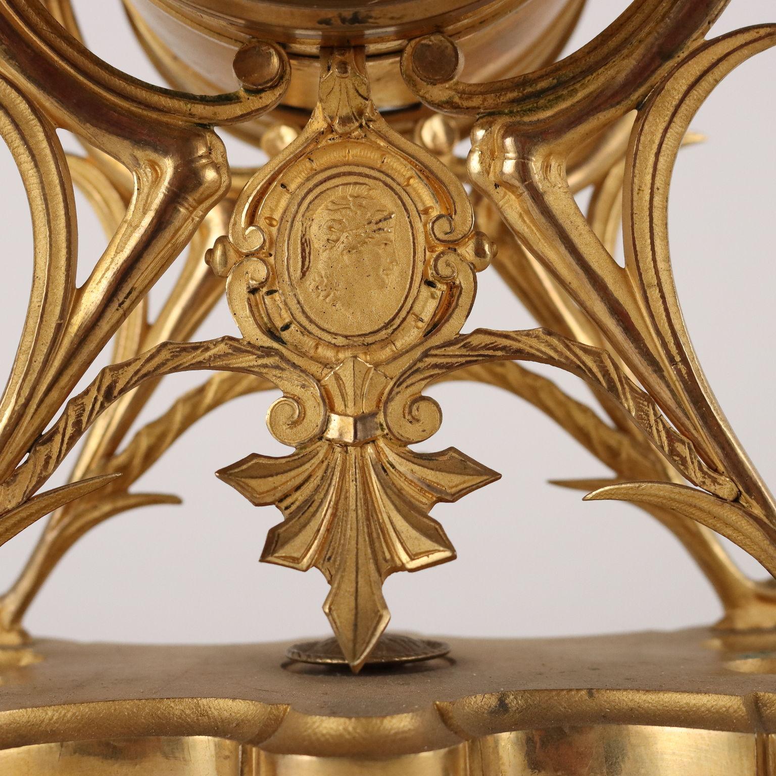 Gilded Bronze France Third Quarter Nineteenth Century Standing Clock For Sale 1