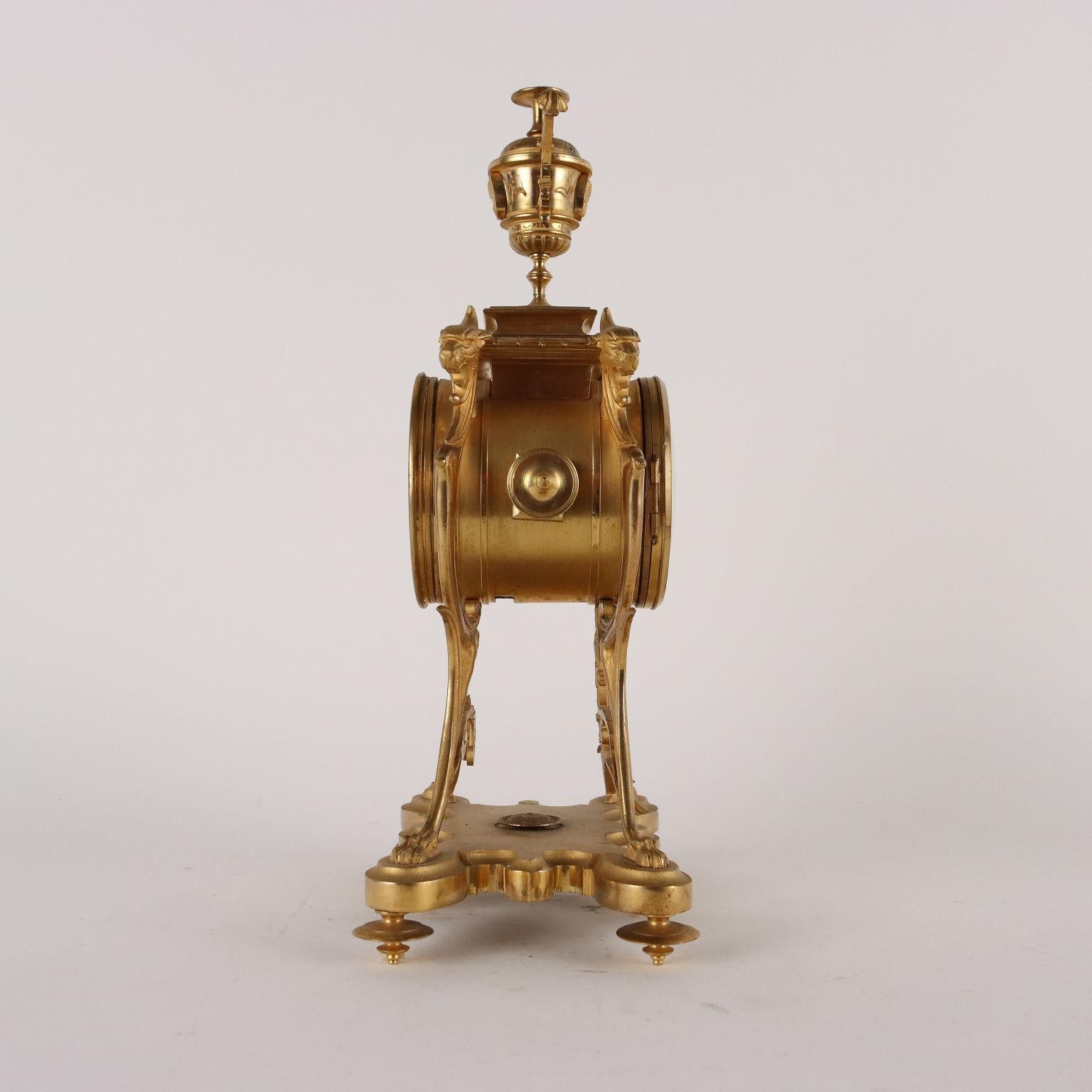 Gilded Bronze France Third Quarter Nineteenth Century Standing Clock For Sale 2