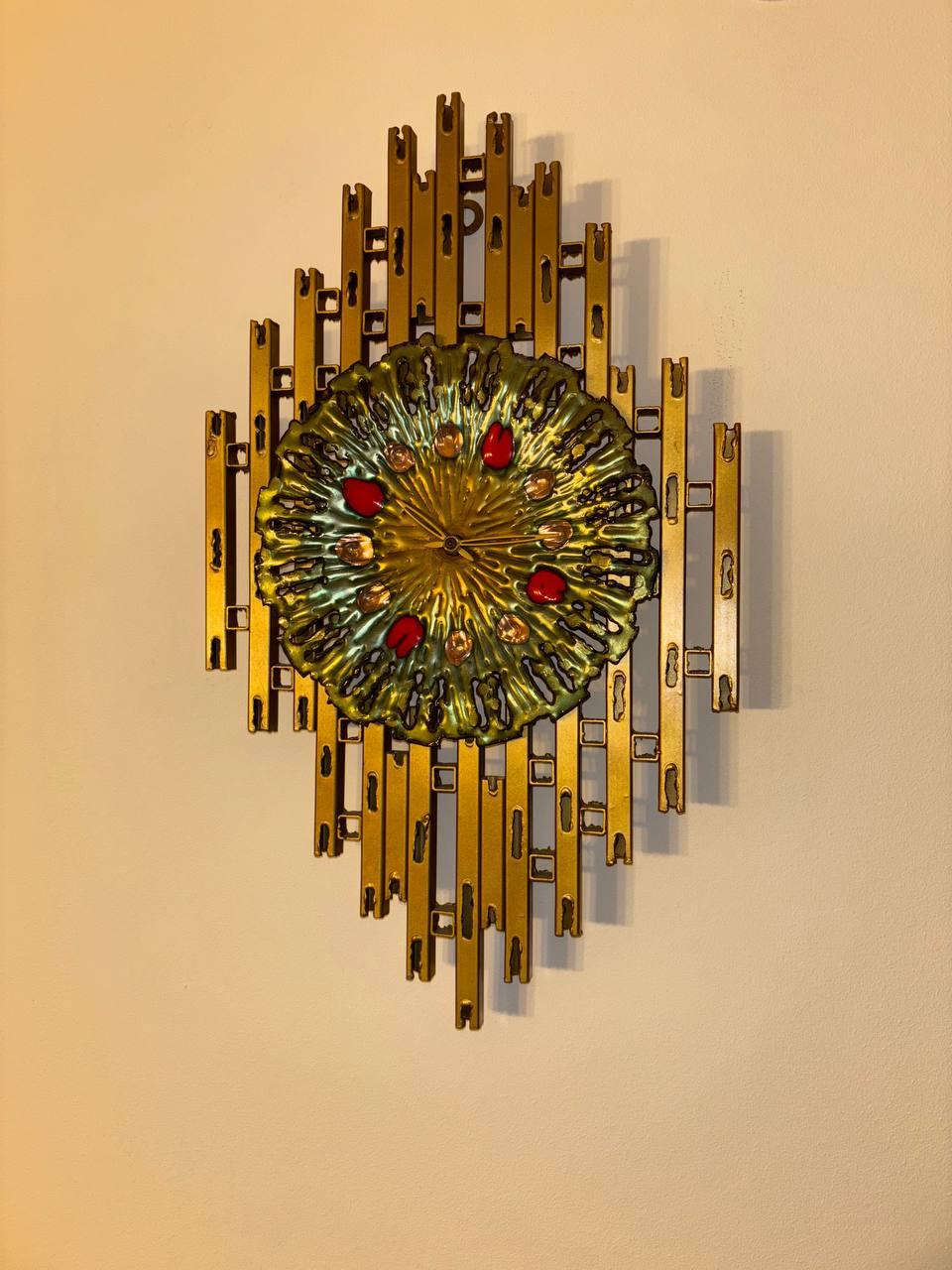 Italian Brutalist sculpture wall clock by Franco Bastianelli 1960 For Sale