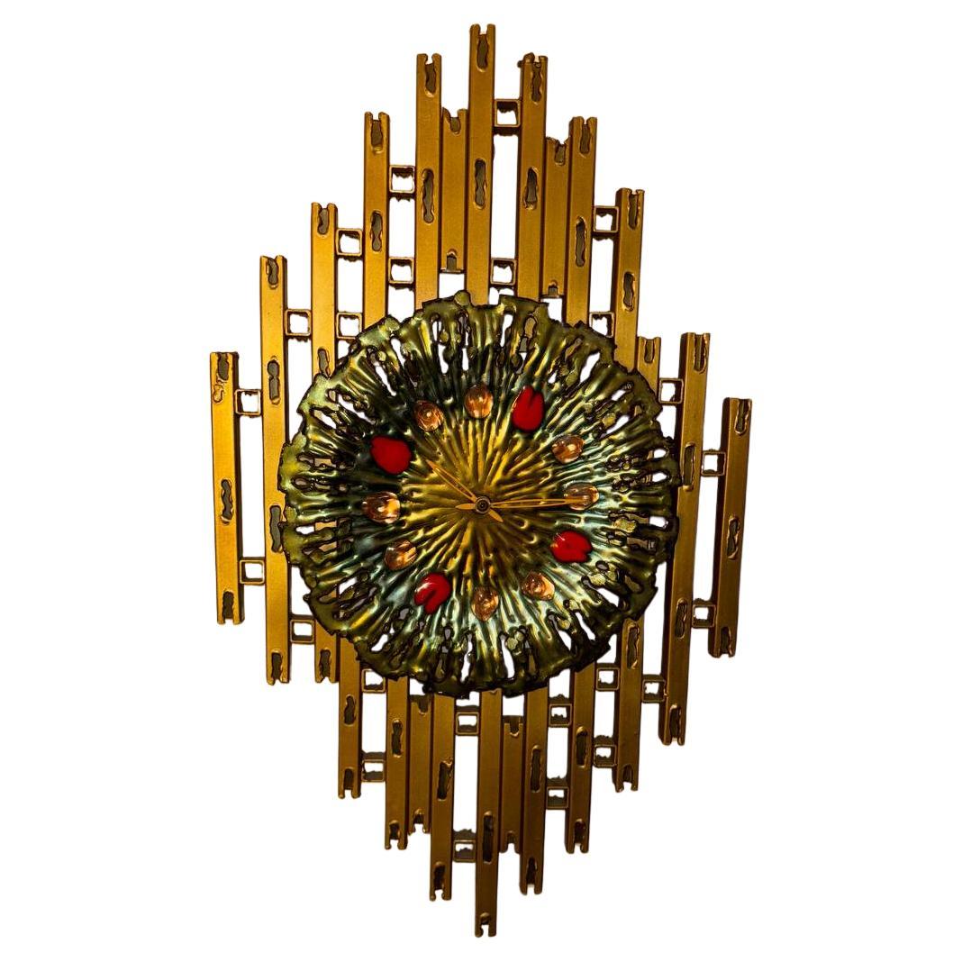 Brutalist sculpture wall clock by Franco Bastianelli 1960