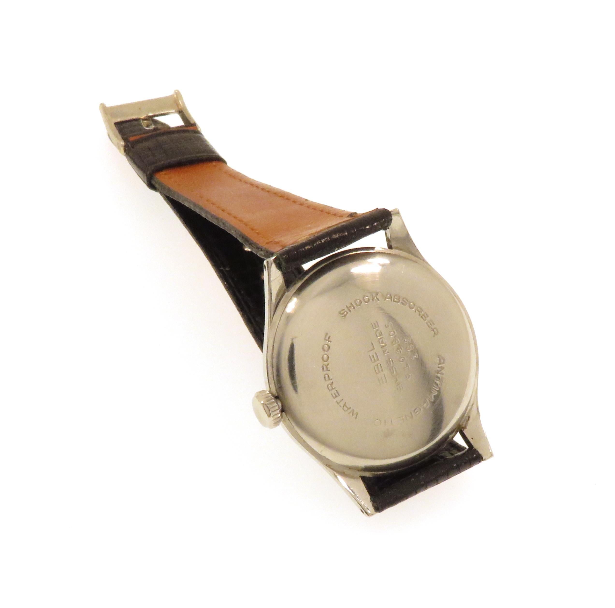 Montre-bracelet Ebel Sport en acier avec bracelet en cuir 1940 Bon état - En vente à Milano, IT