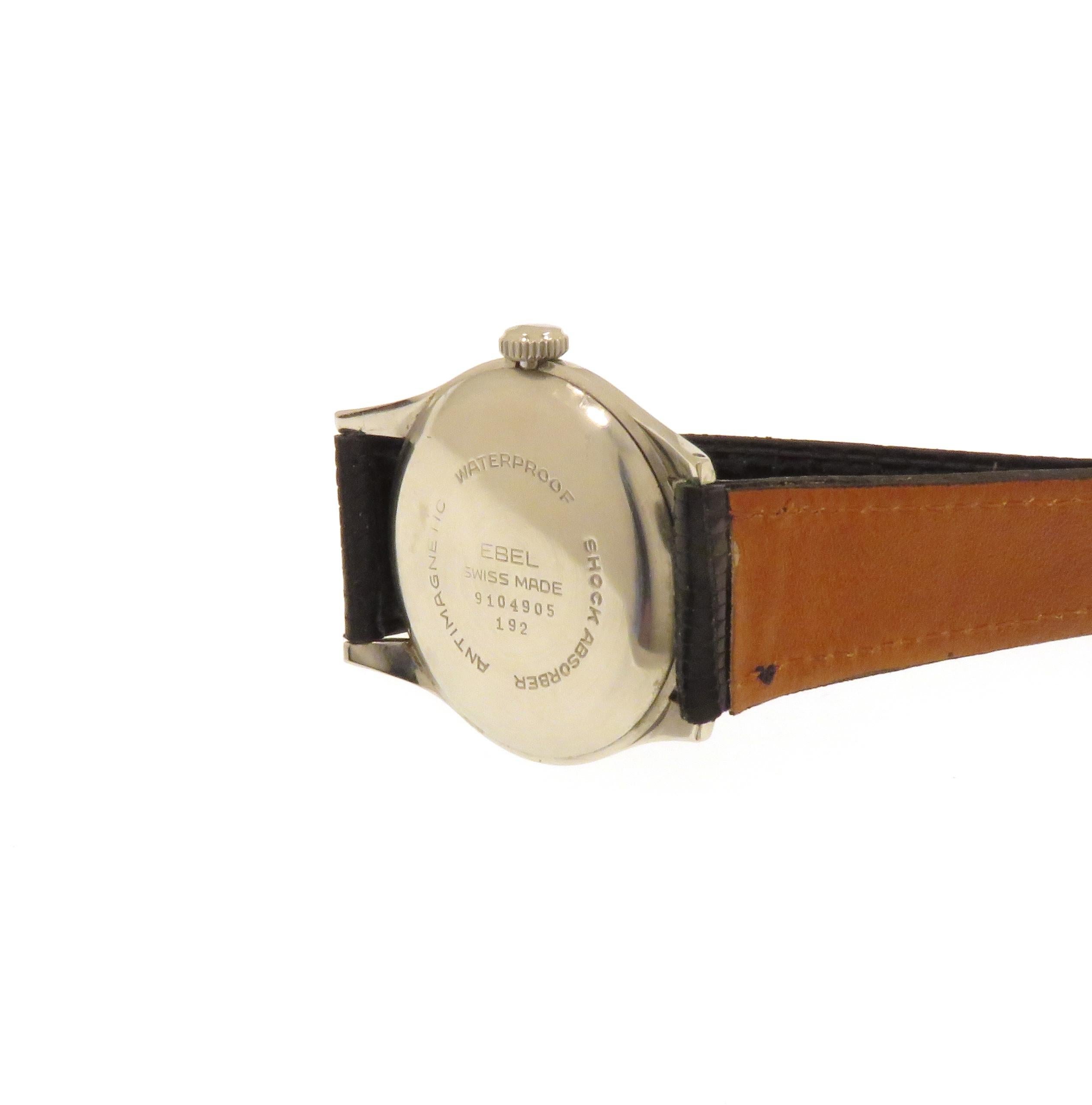 Montre-bracelet Ebel Sport en acier avec bracelet en cuir 1940 Unisexe en vente